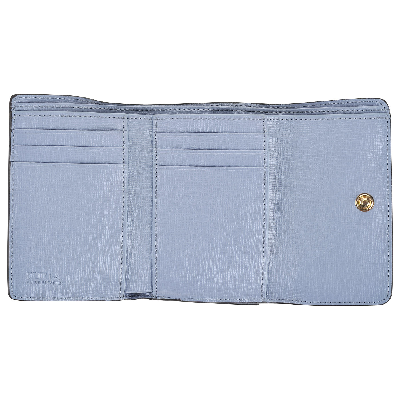 Серо-голубое портмоне из натуральной сафьяновой кожи Furla Babylon