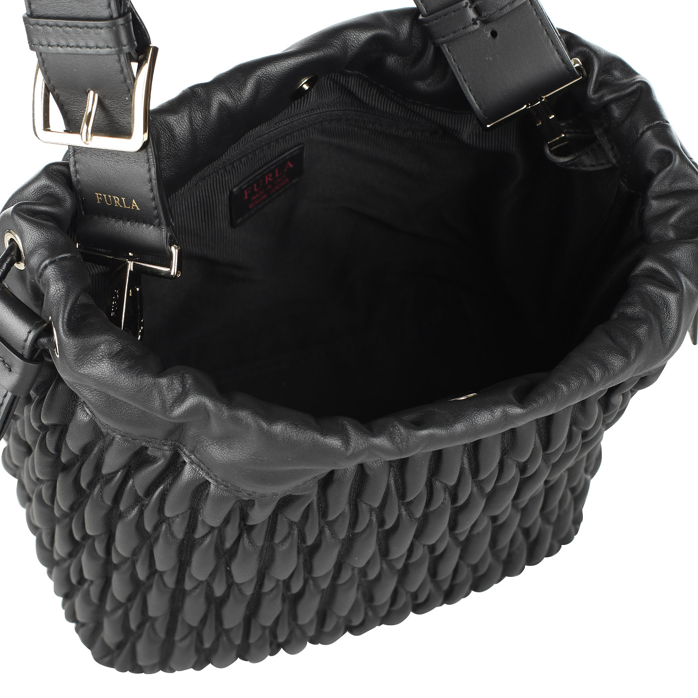 Вместительная стеганая сумка-торба из натуральной кожи Furla Caos