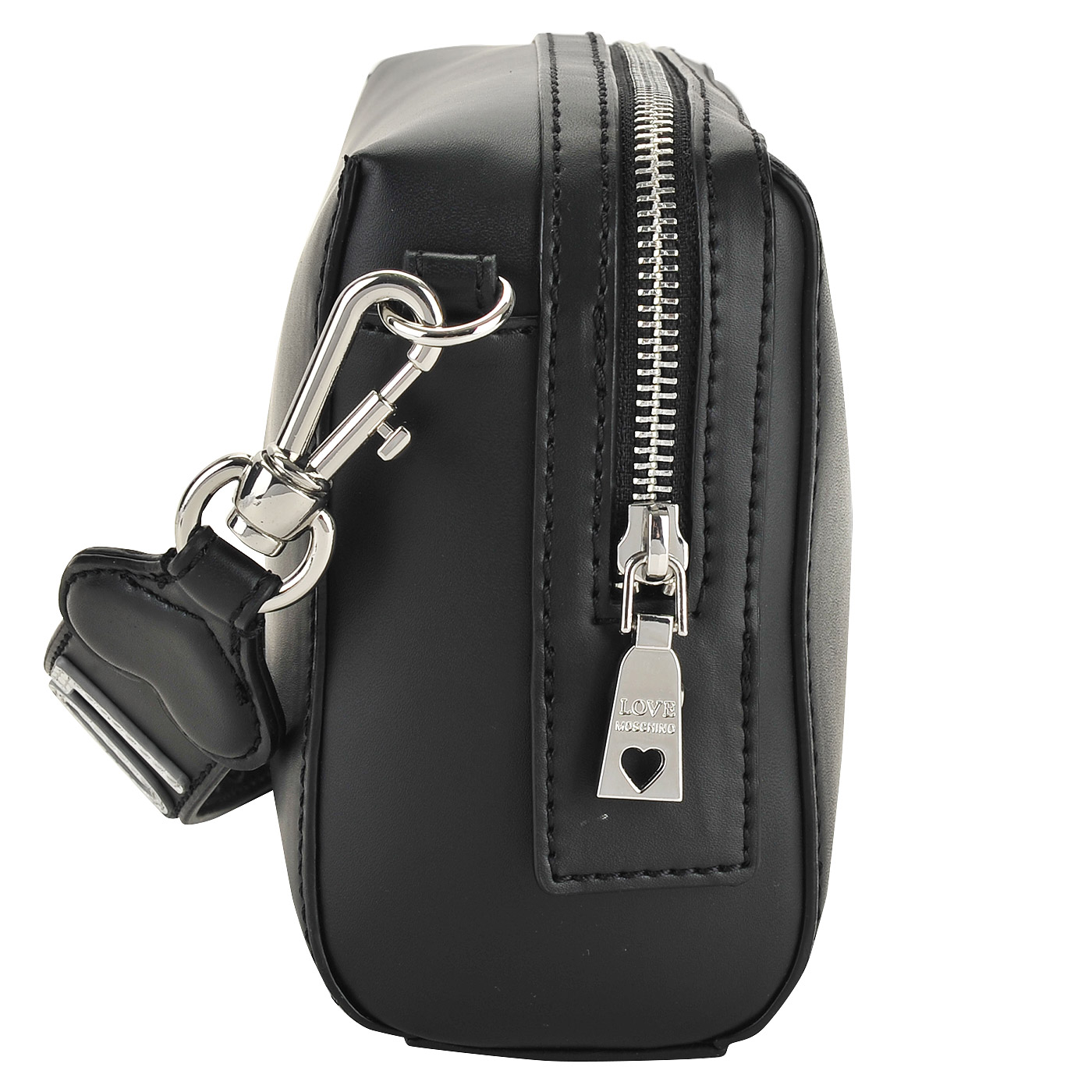 Маленькая черная сумка кросс-боди с серебряной аппликацией Love Moschino Gold heart