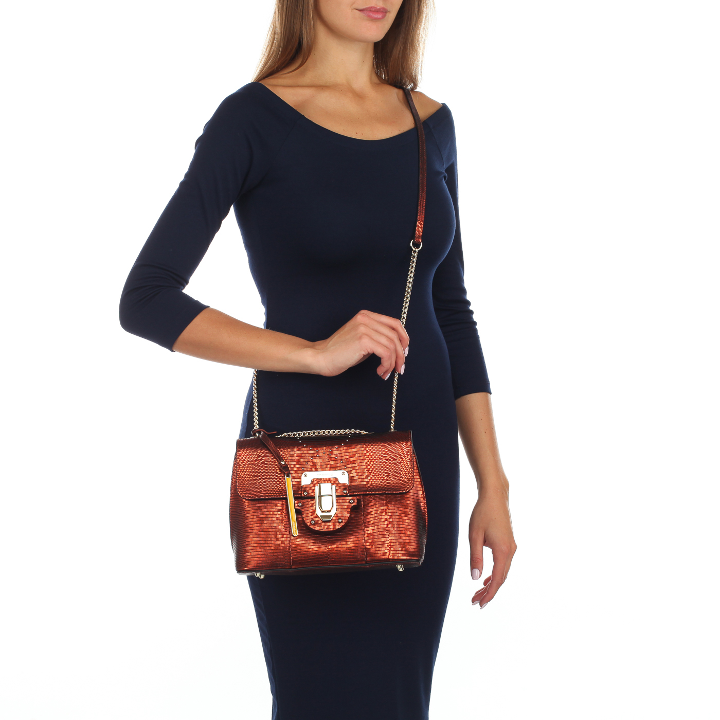 Сумочка с отделкой под ящера Cromia Yvon