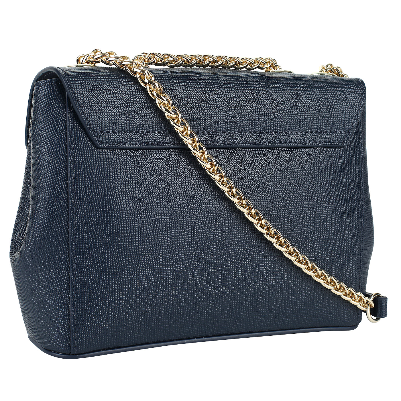 Синяя сафьяновая сумочка с откидным клапаном Cromia Mina