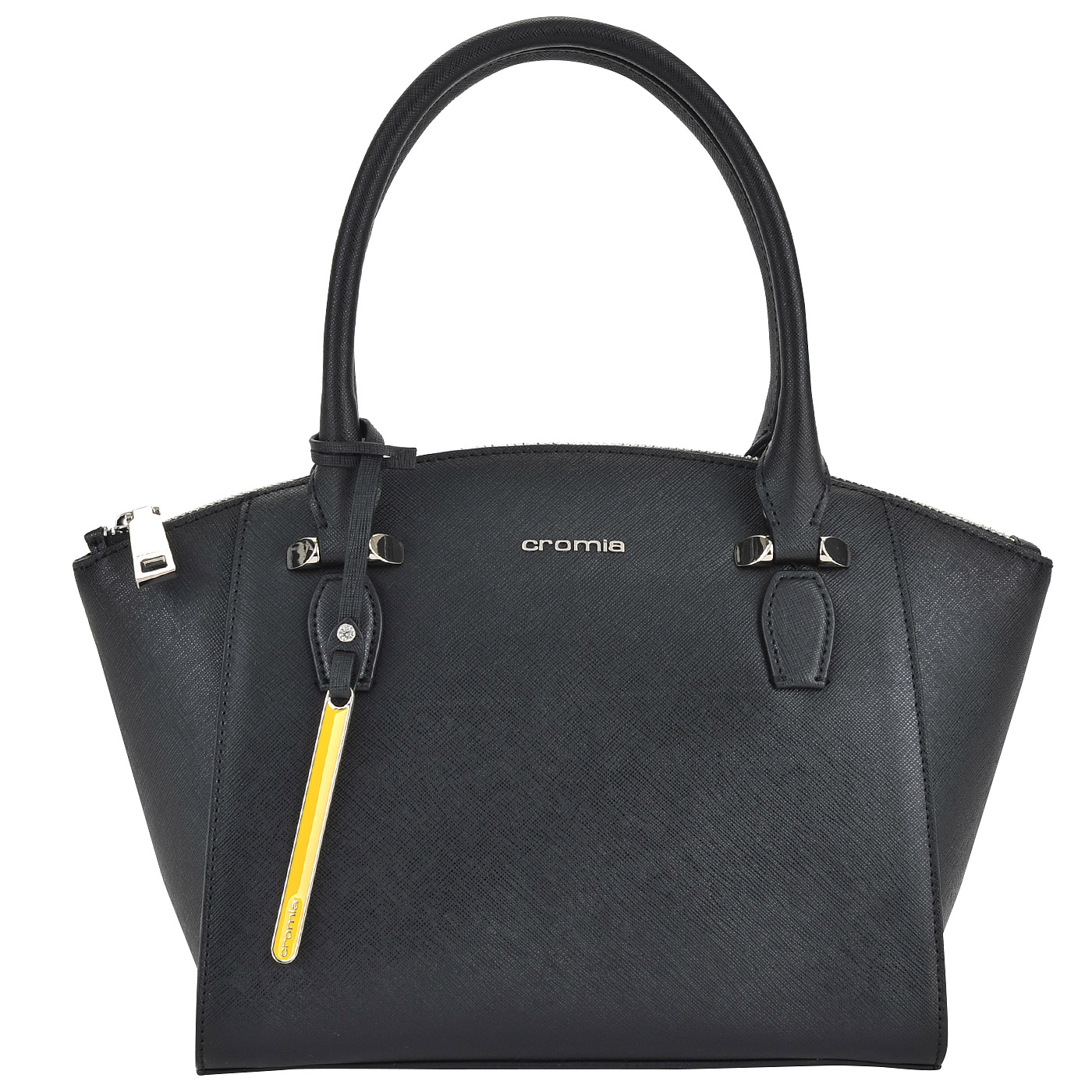 Cromia Женская сумочка из сафьяновой черной кожи с плечевым ремешком