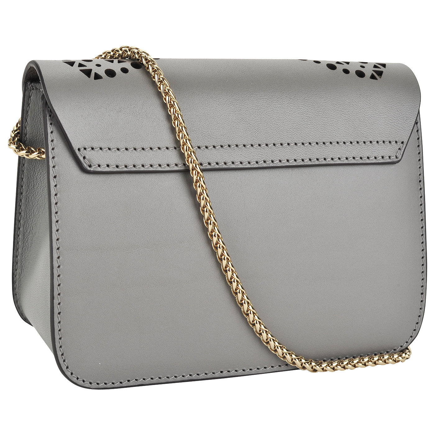 Маленькая кожаная сумка с декоративной перфорацией на откидном клапане Furla Metropolis