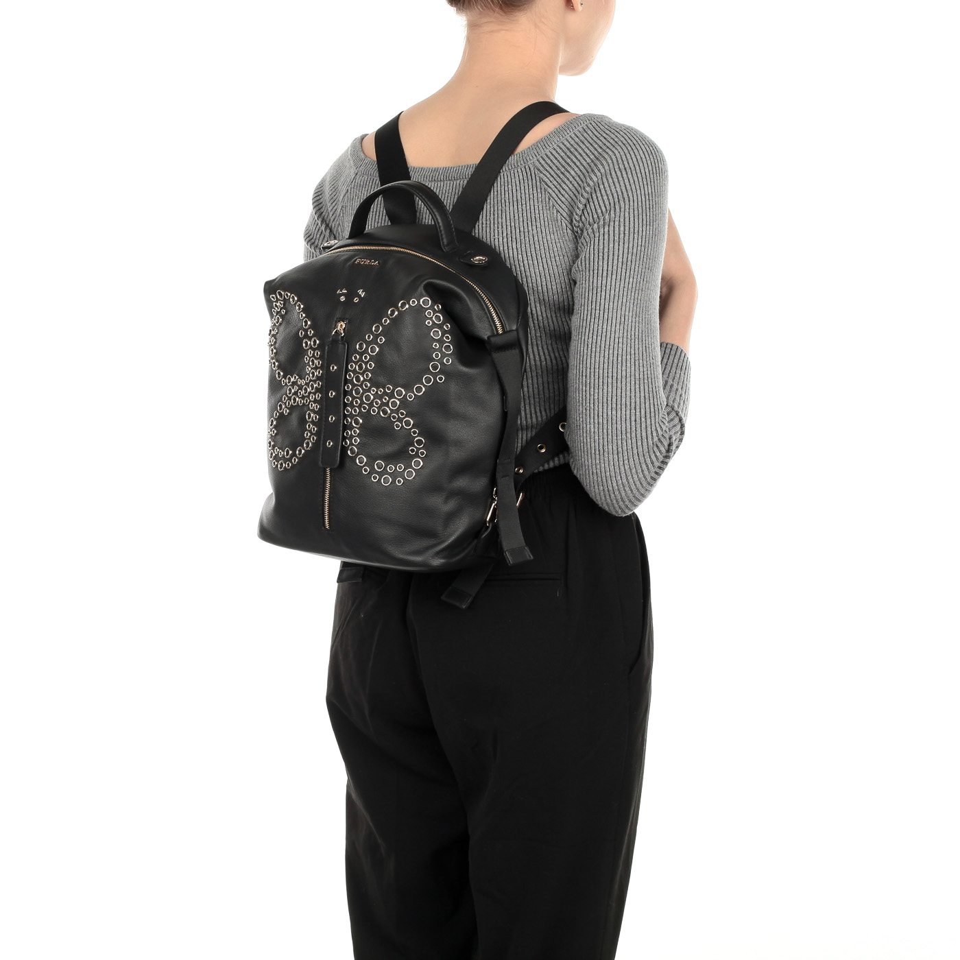 Женский кожаный рюкзак черного цвета Furla Dafne avatar