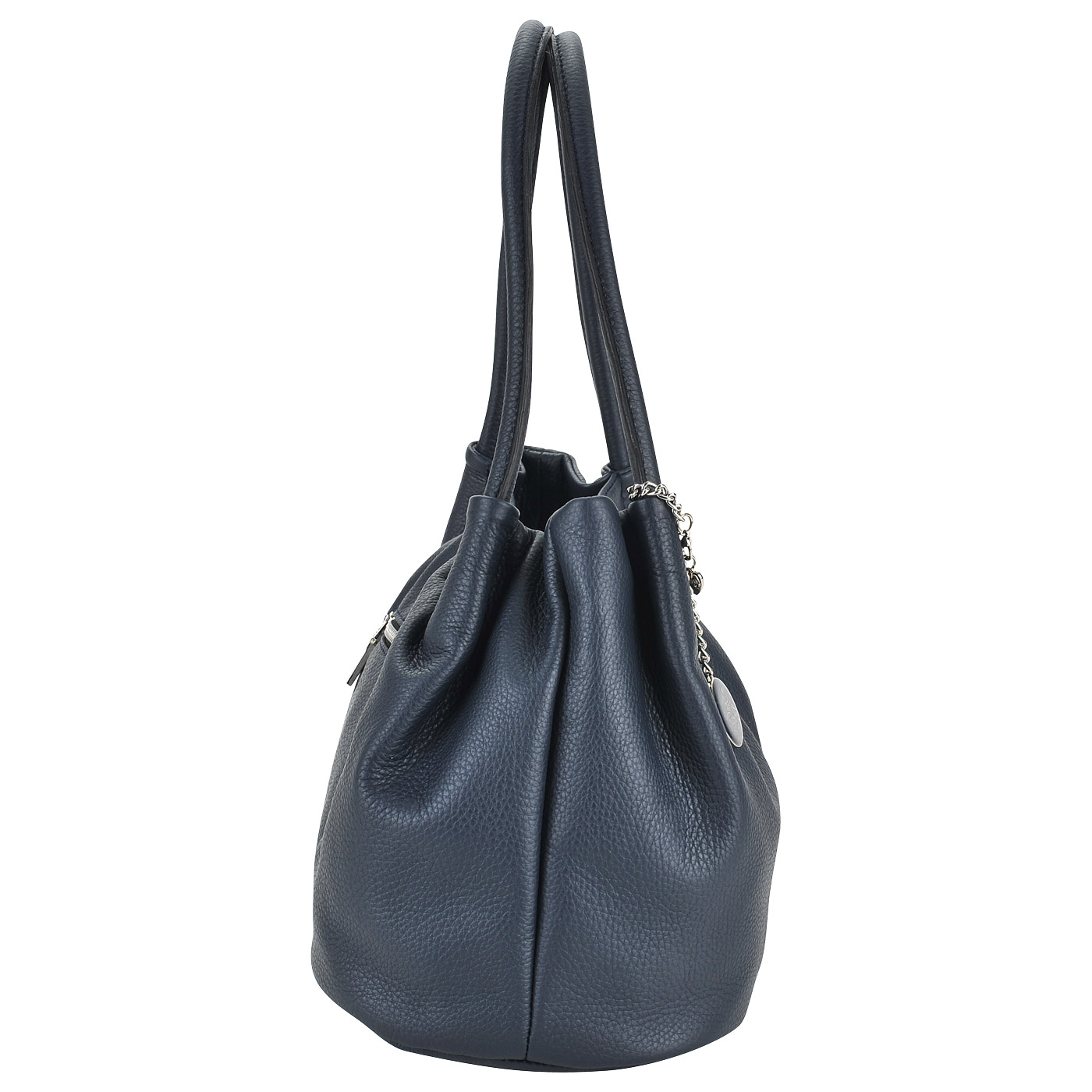 Женская темно-синяя кожаная сумка с длинными ручками Chatte 