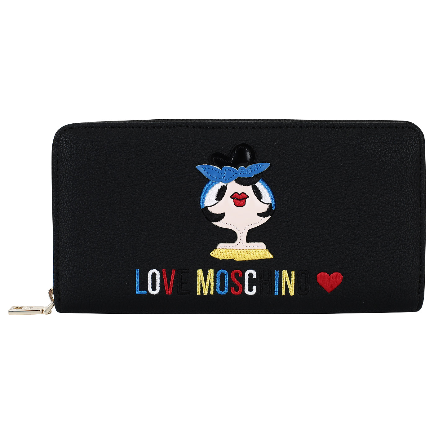 Love Moschino Черное женское портмоне с аппликацией
