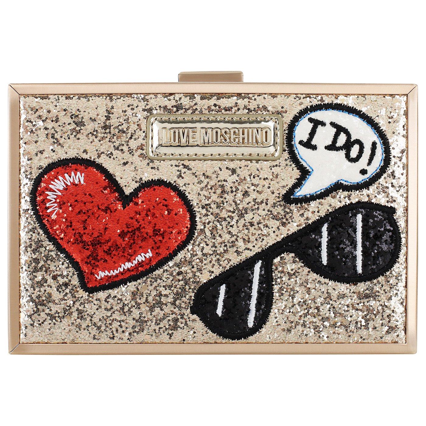 Love Moschino Золотистая женская сумочка с плечевой цепочкой