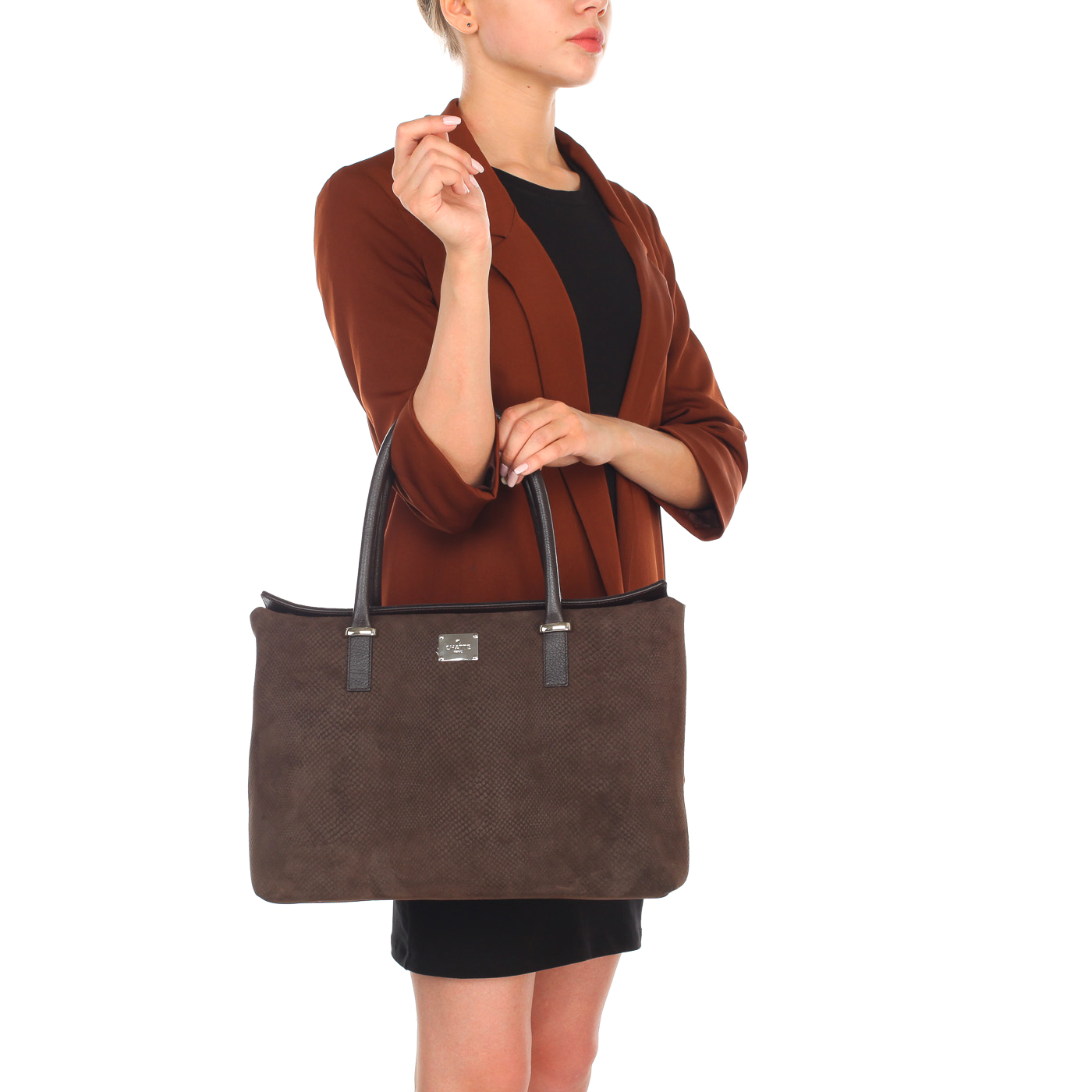 Женская сумка из замши с тиснением и кожаными деталями Chatte 