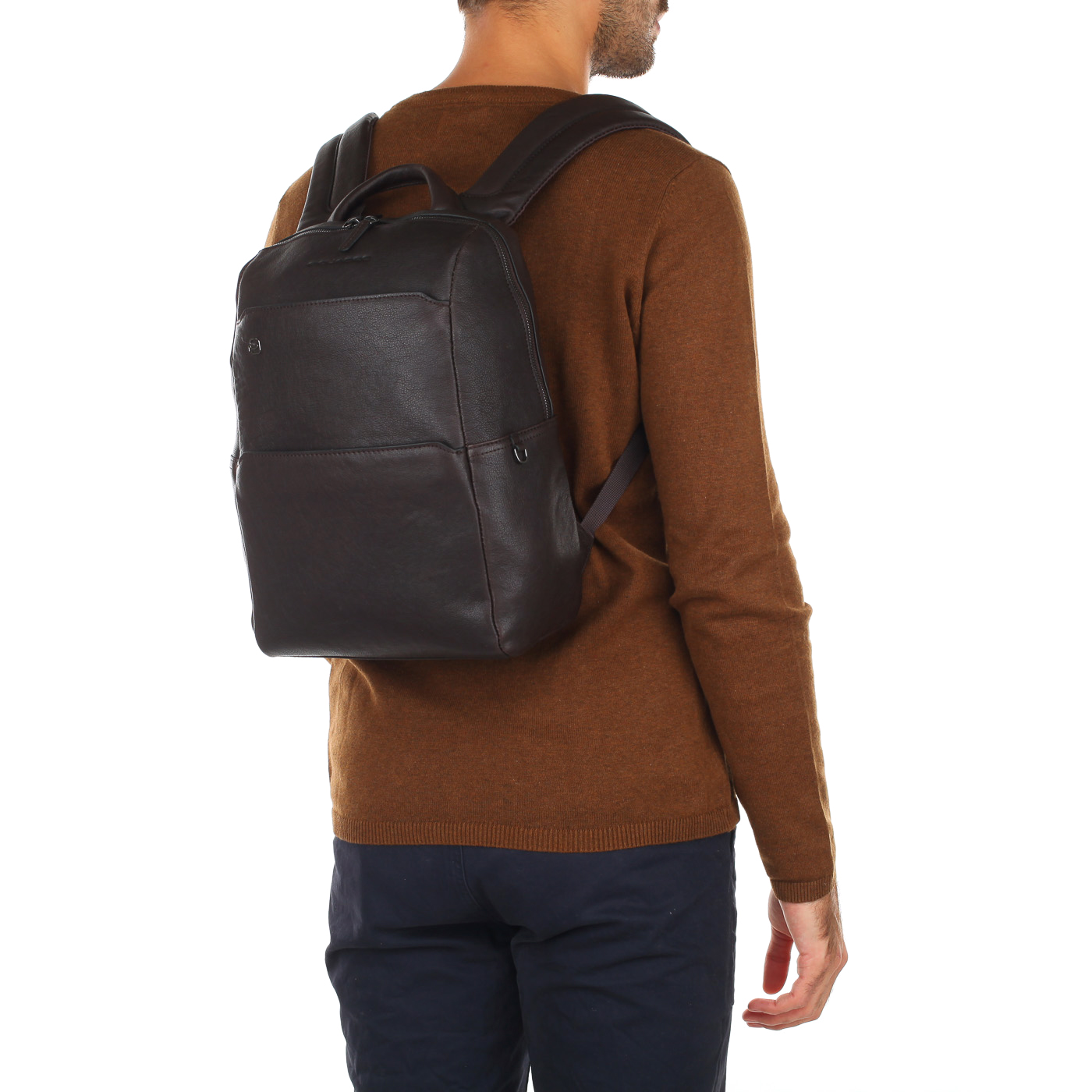 Мужской кожаный рюкзак с отделением для ноутбука Piquadro Black square