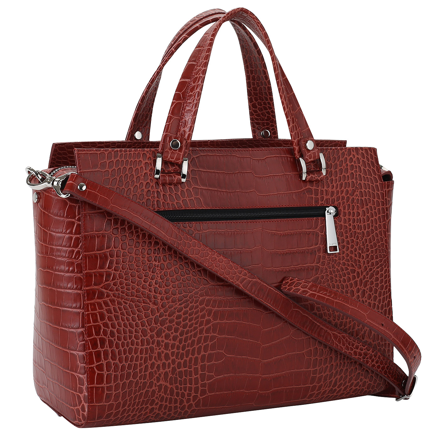 Сумка с отделкой под кожу крокодила Chatte 