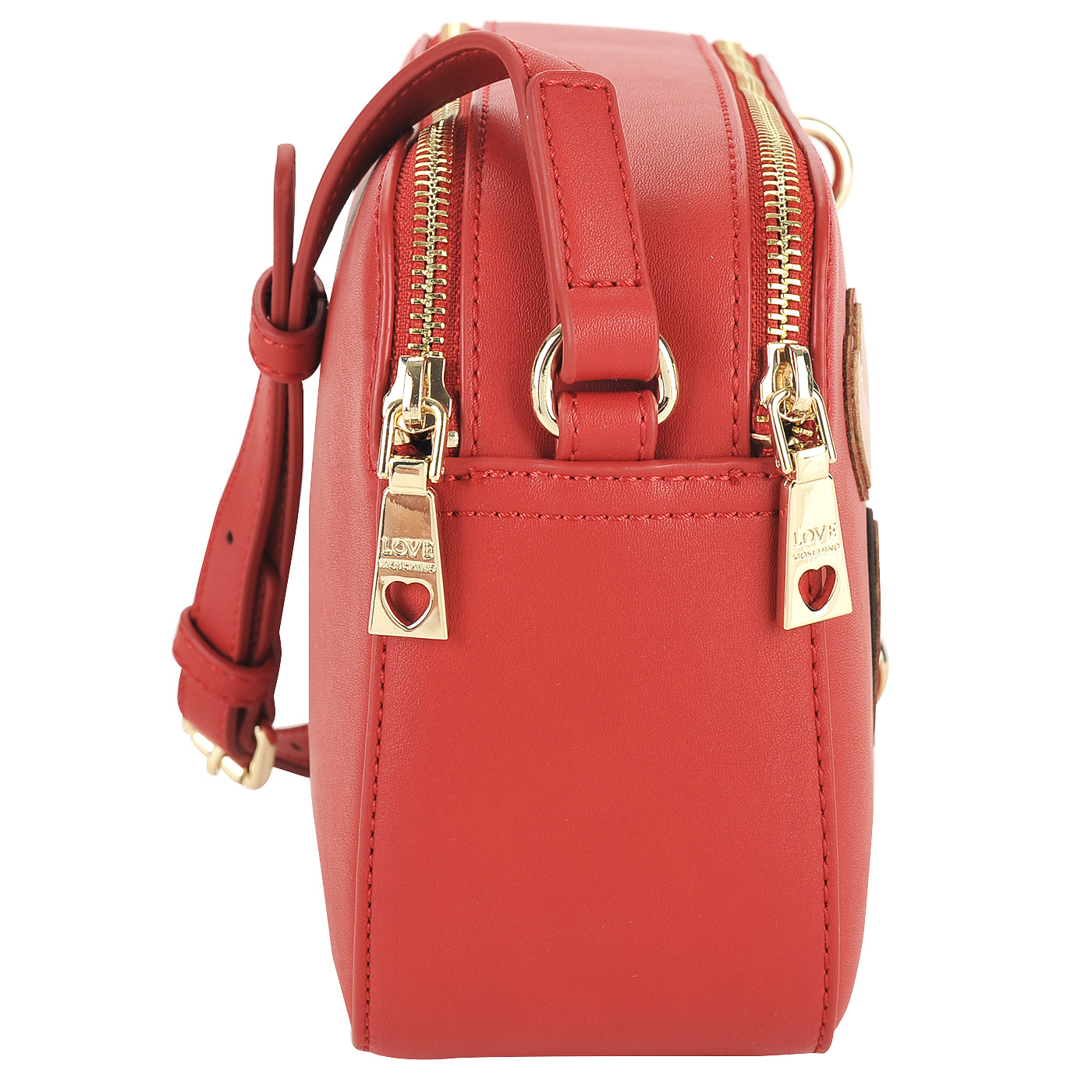 Красная сумка кросс-боди с аппликацией и съемным брелоком Love Moschino Girls  and  hearts