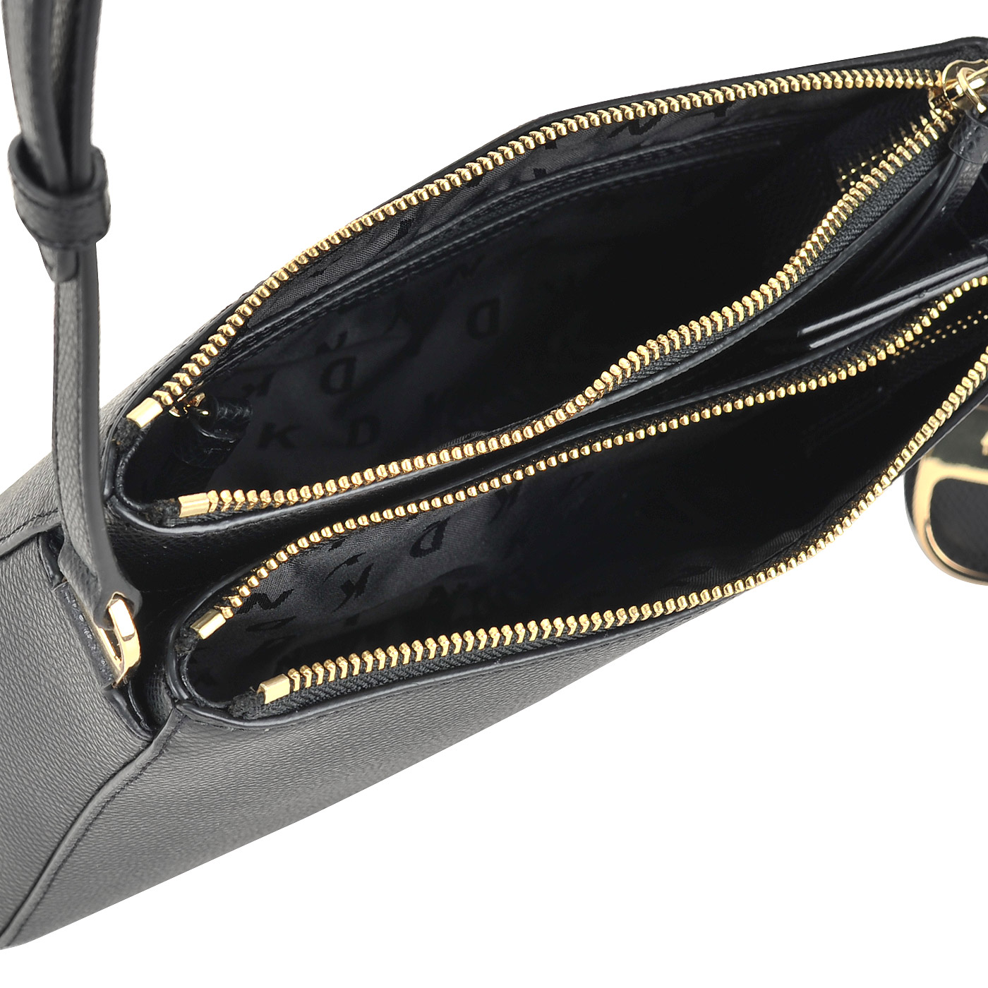 Классическая женская сумка из черной кожи DKNY Cross hatch