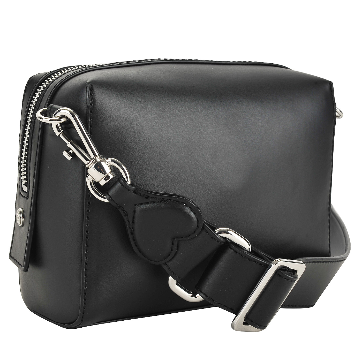 Маленькая черная сумка кросс-боди с серебряной аппликацией Love Moschino Gold heart