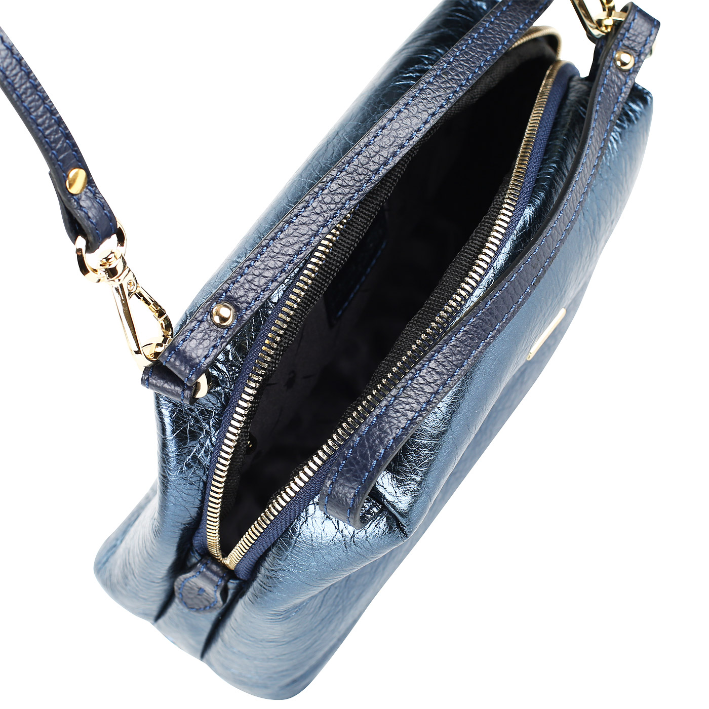 Синяя кожаная сумочка с плечевым ремешком Chatte Aurora shine