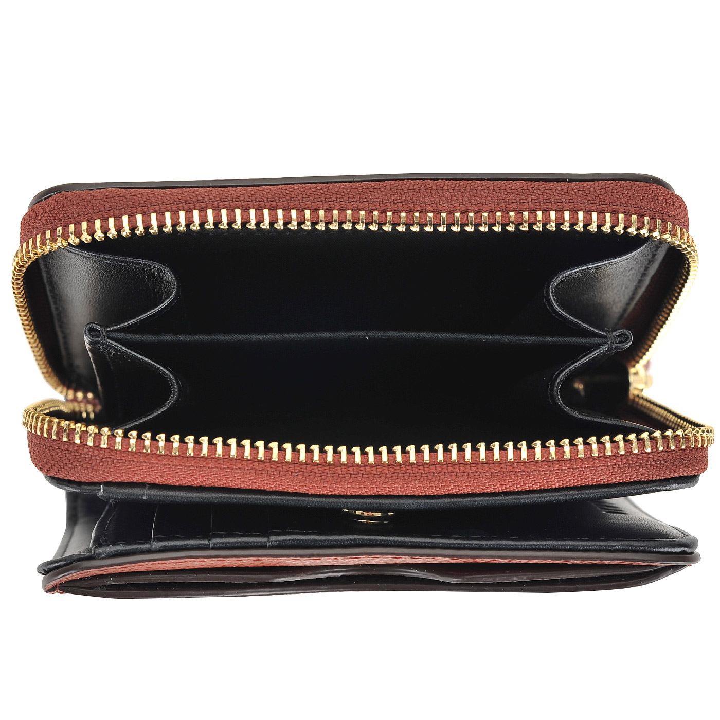 Компактное женское портмоне из зернистой матовой кожи DKNY Cross Saffiano