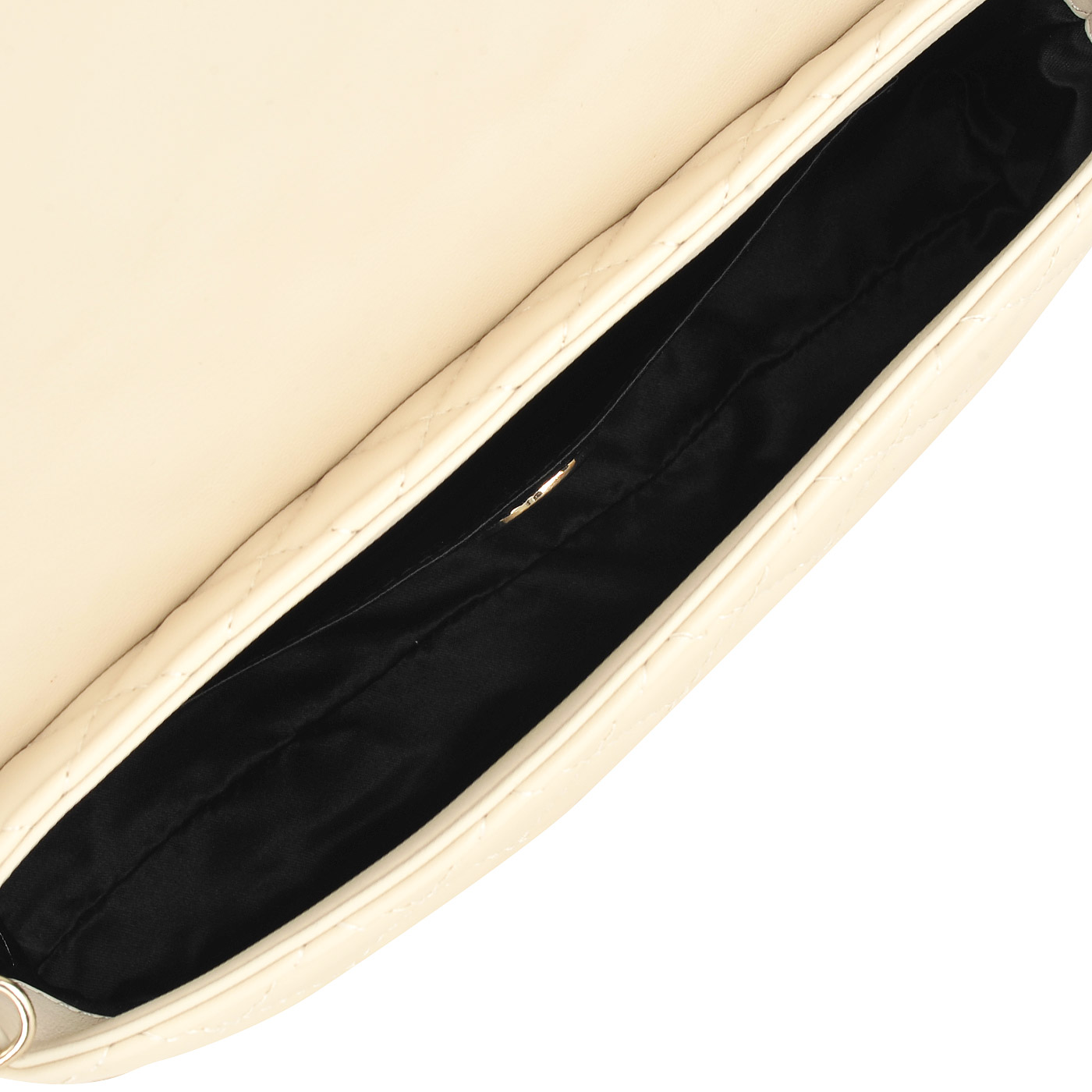 Маленькая бежевая стеганая сумка с откидным клапаном и цепочкой Love Moschino Evening bag