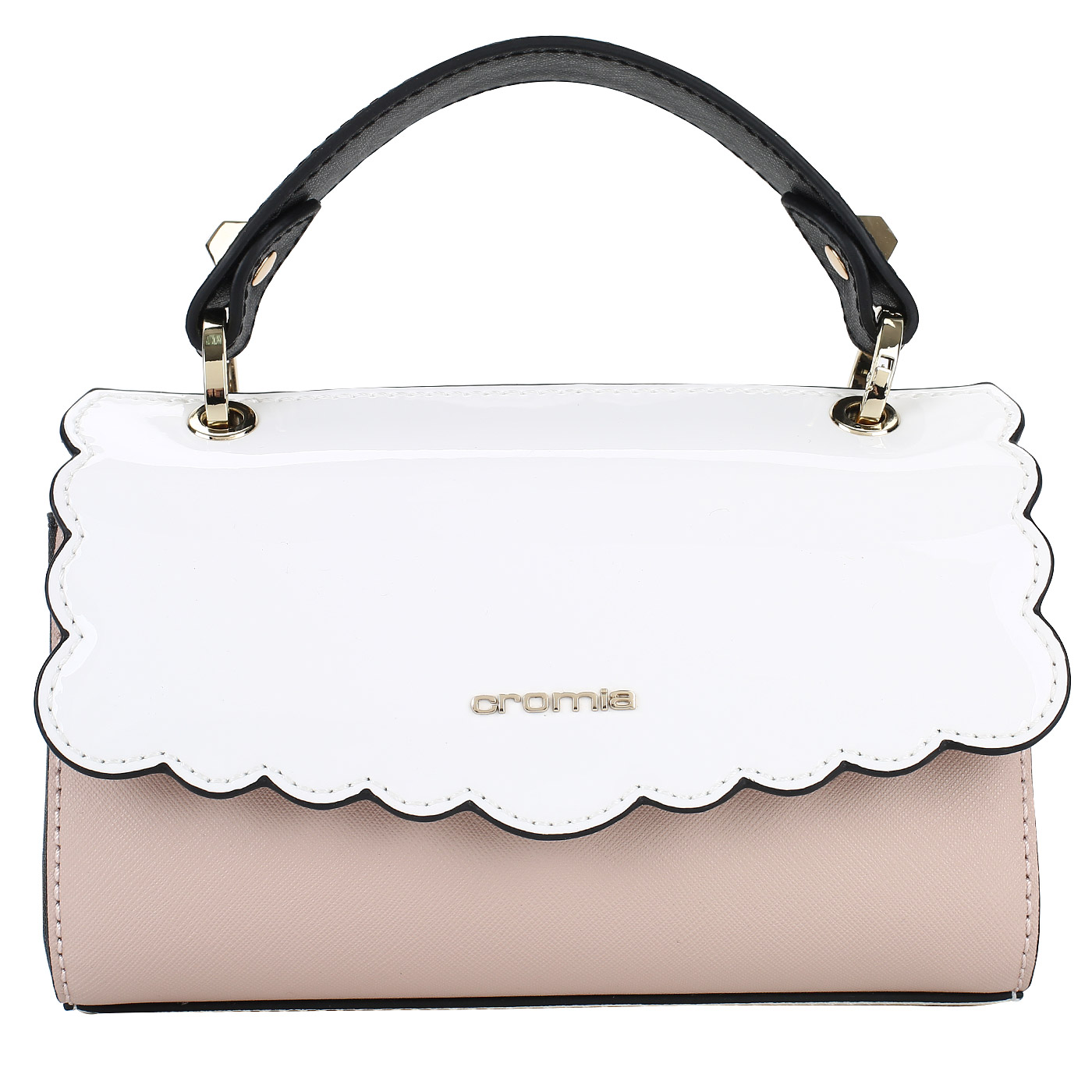 Женская сафьяновая сумочка с лаковыми деталями Cromia Flappy