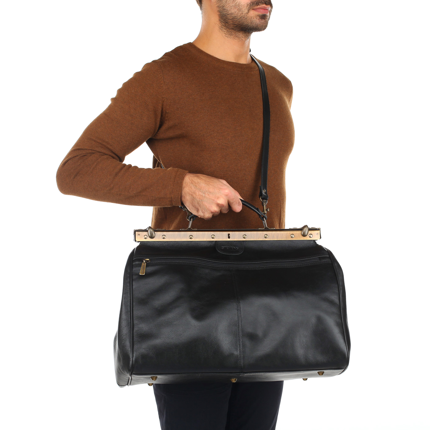 Кожаная винтажная сумка-саквояж Stevens 