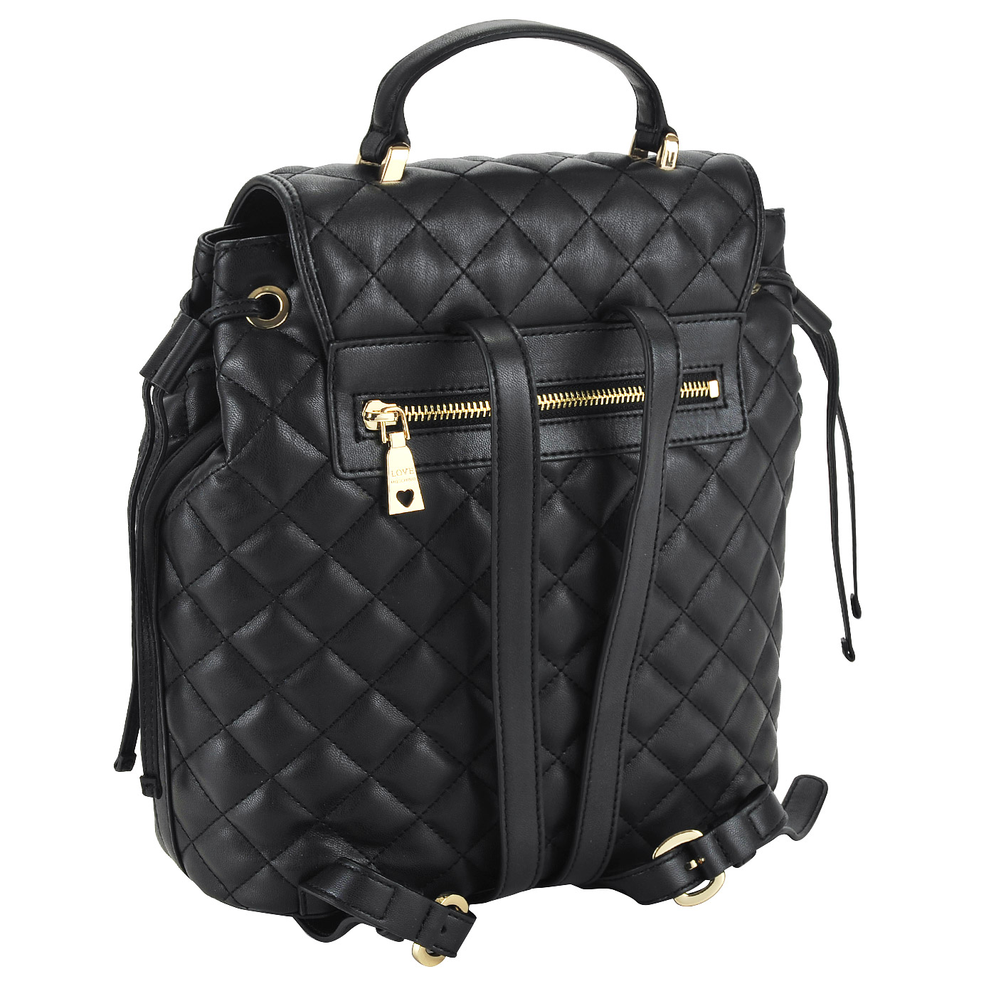 Вместительный женский стеганый рюкзак черного цвета Love Moschino Super Quilted