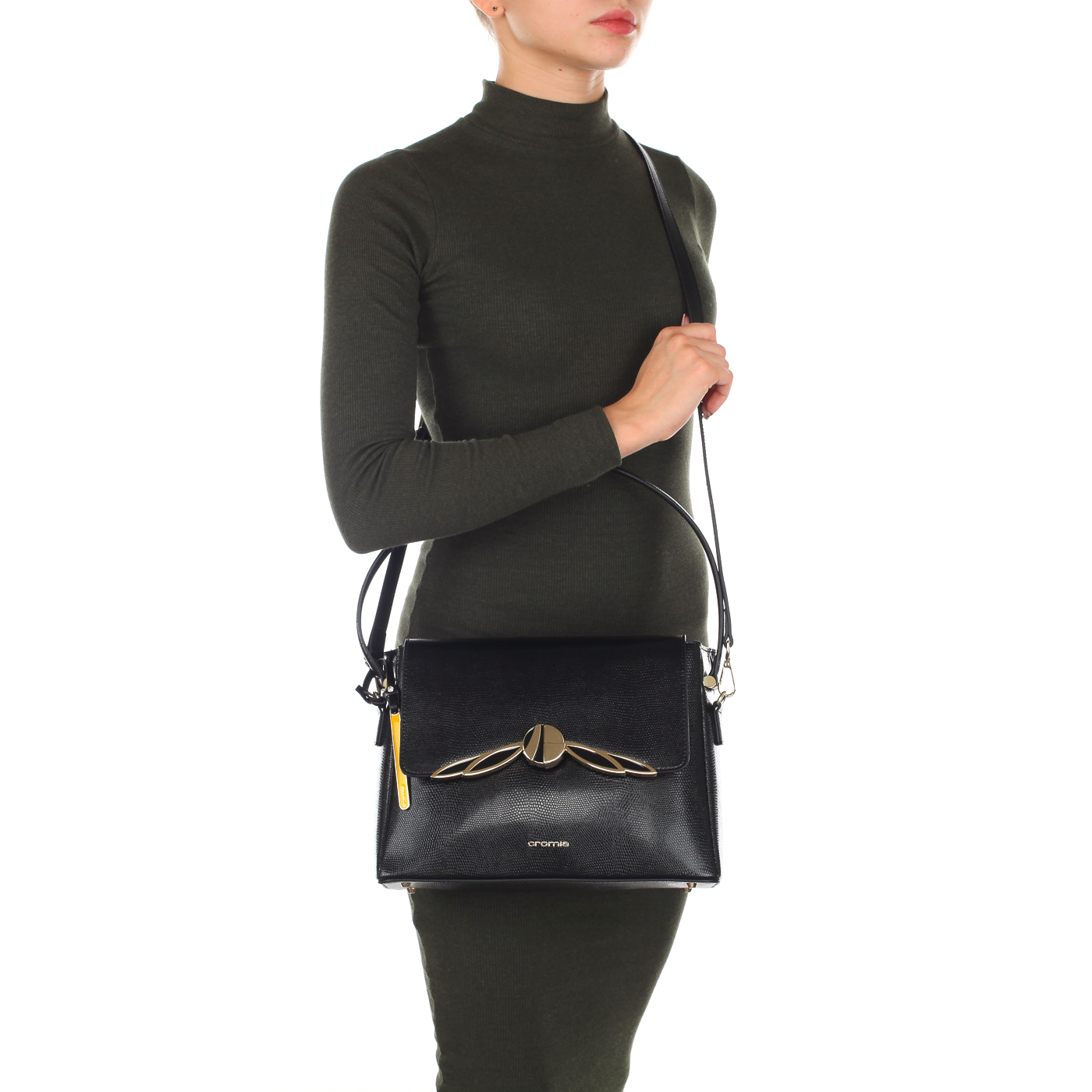 Женская кожаная сумка с выделкой под рептилию Cromia Starlight