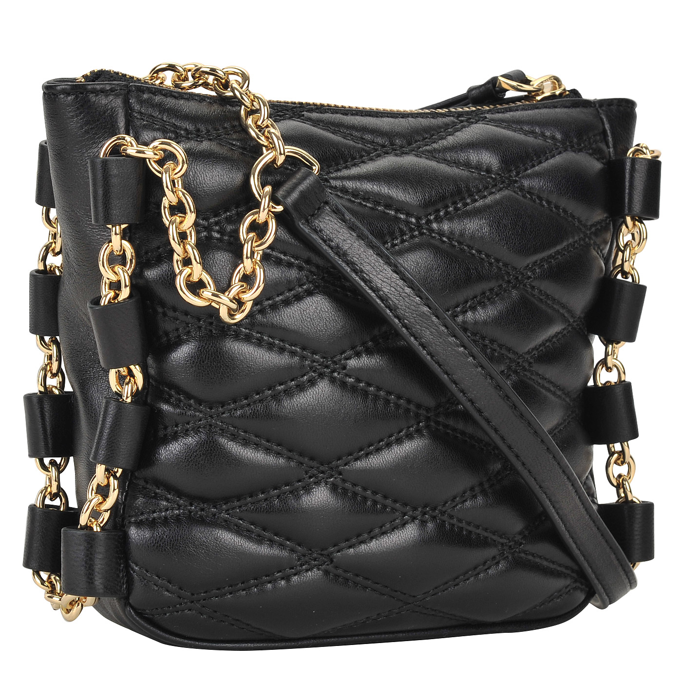 Черная стеганая женская сумочка из натуральной кожи DKNY Lara