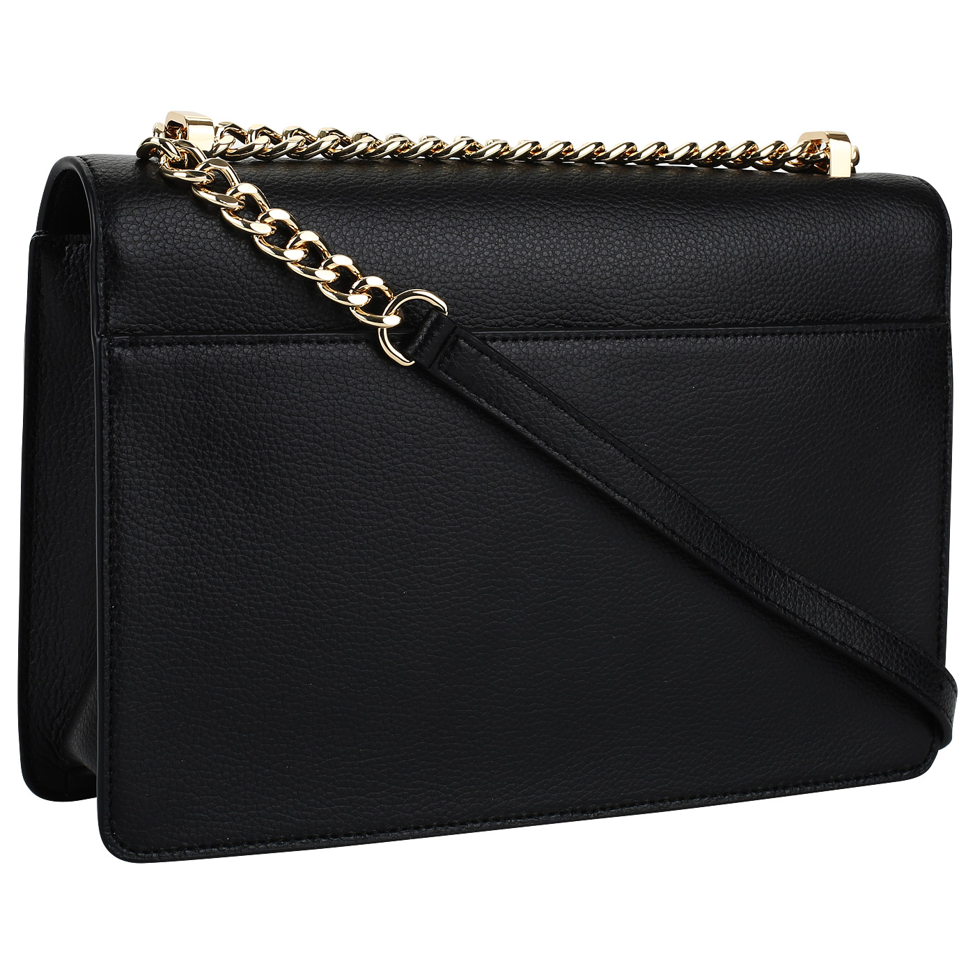 Черная кожаная сумка на кнопке DKNY Elissa