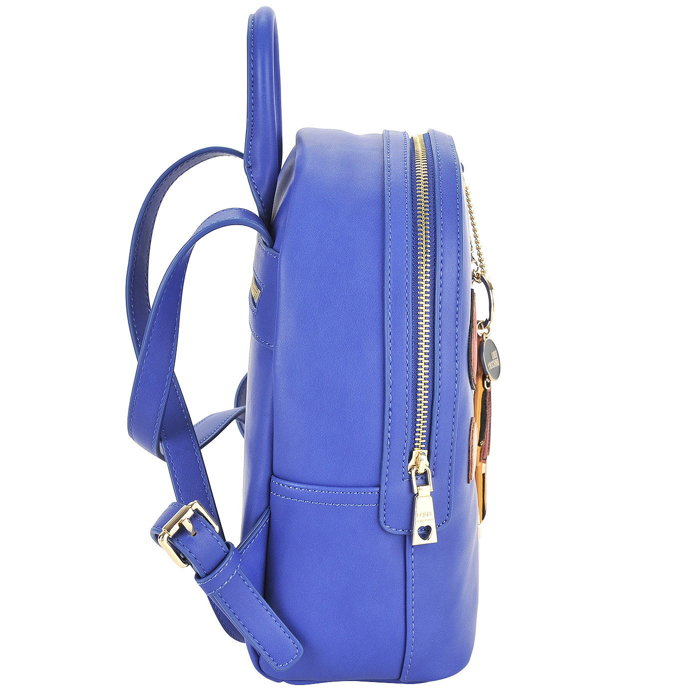 Синий женский рюкзак с аппликацией и съемным брелоком Love Moschino Girls  and  hearts