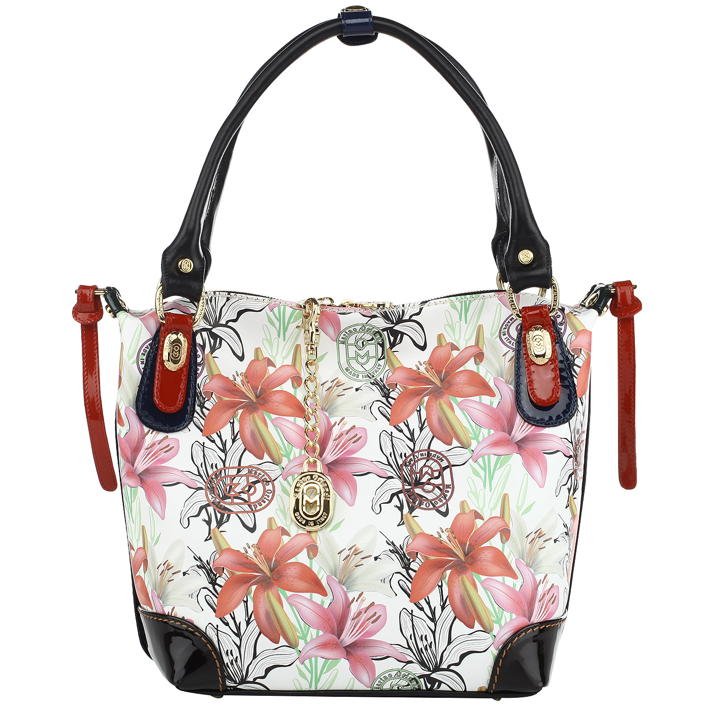 Marino Orlandi Женская кожаная сумочка с цветочным принтом