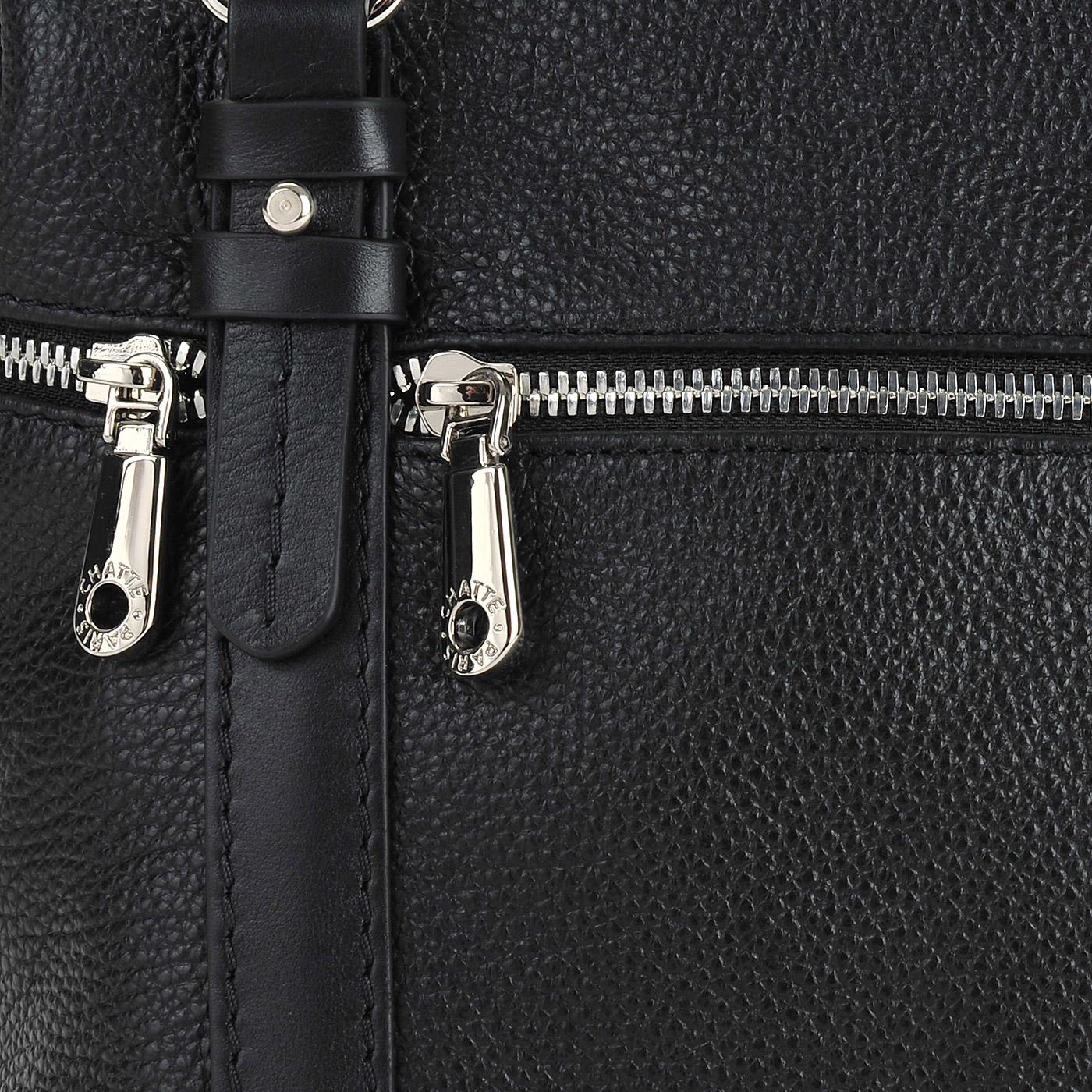 Женская сумочка из зернистой черной кожи с плечевым ремешком Chatte 