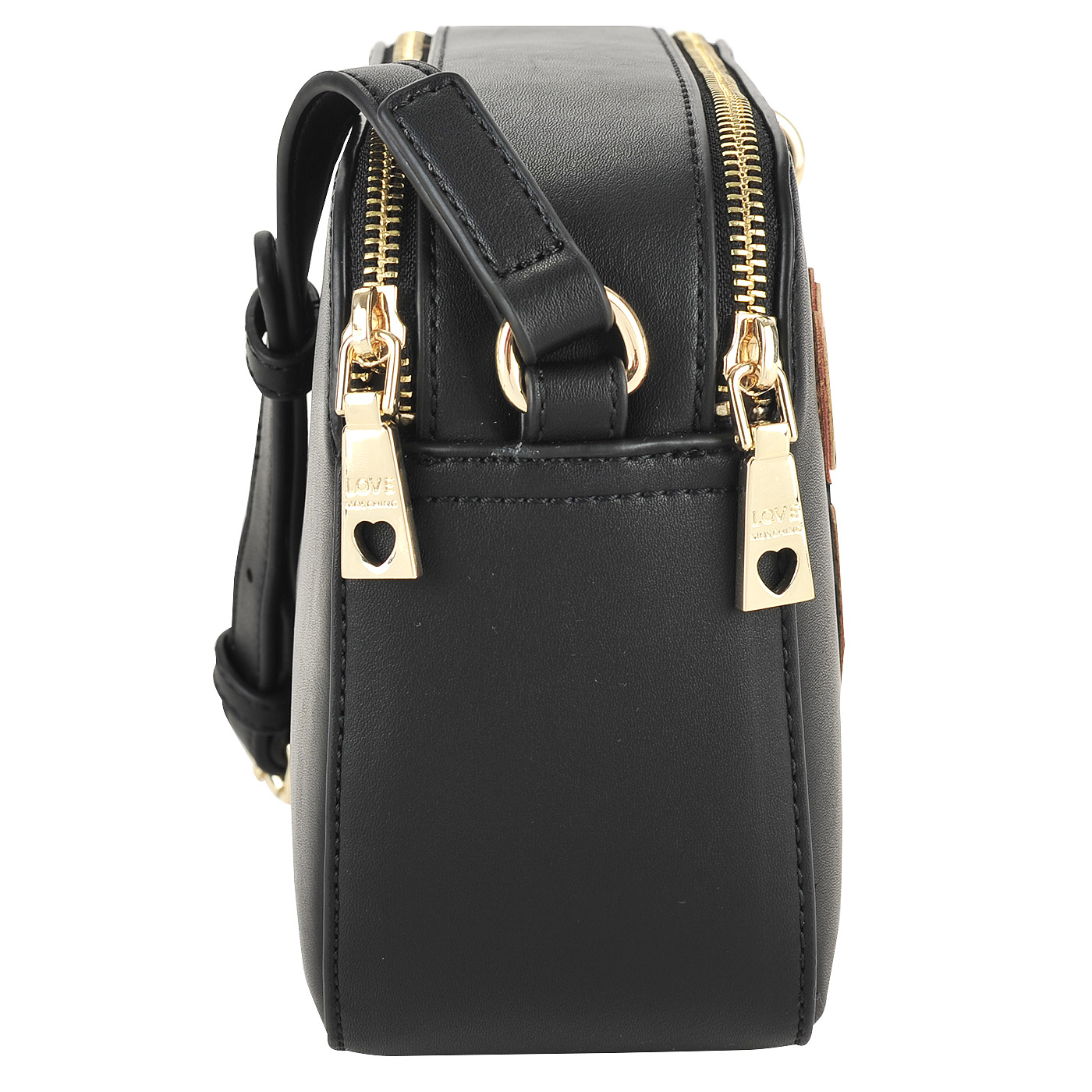 Черная сумка кросс-боди с аппликацией и съемным брелоком Love Moschino Girls  and  hearts
