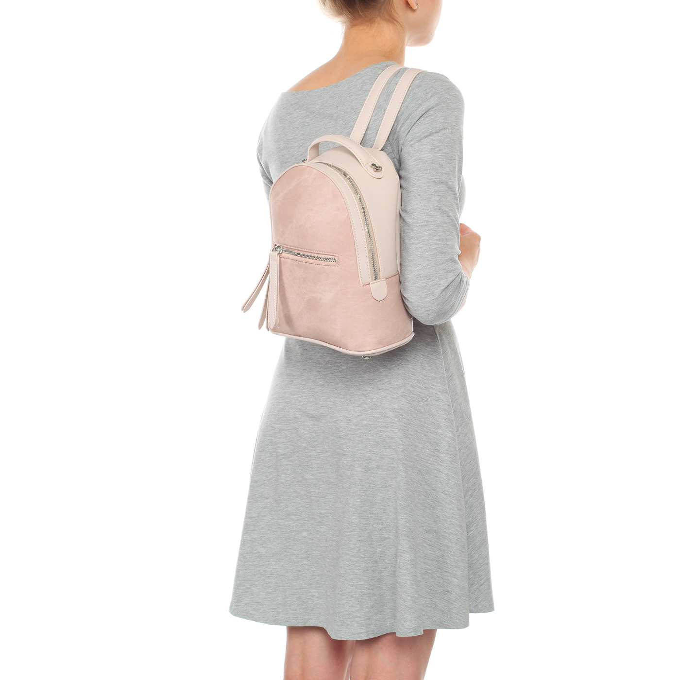 Женский розовый рюкзак из экокожи со съемным плечевым ремешком Dispacci 