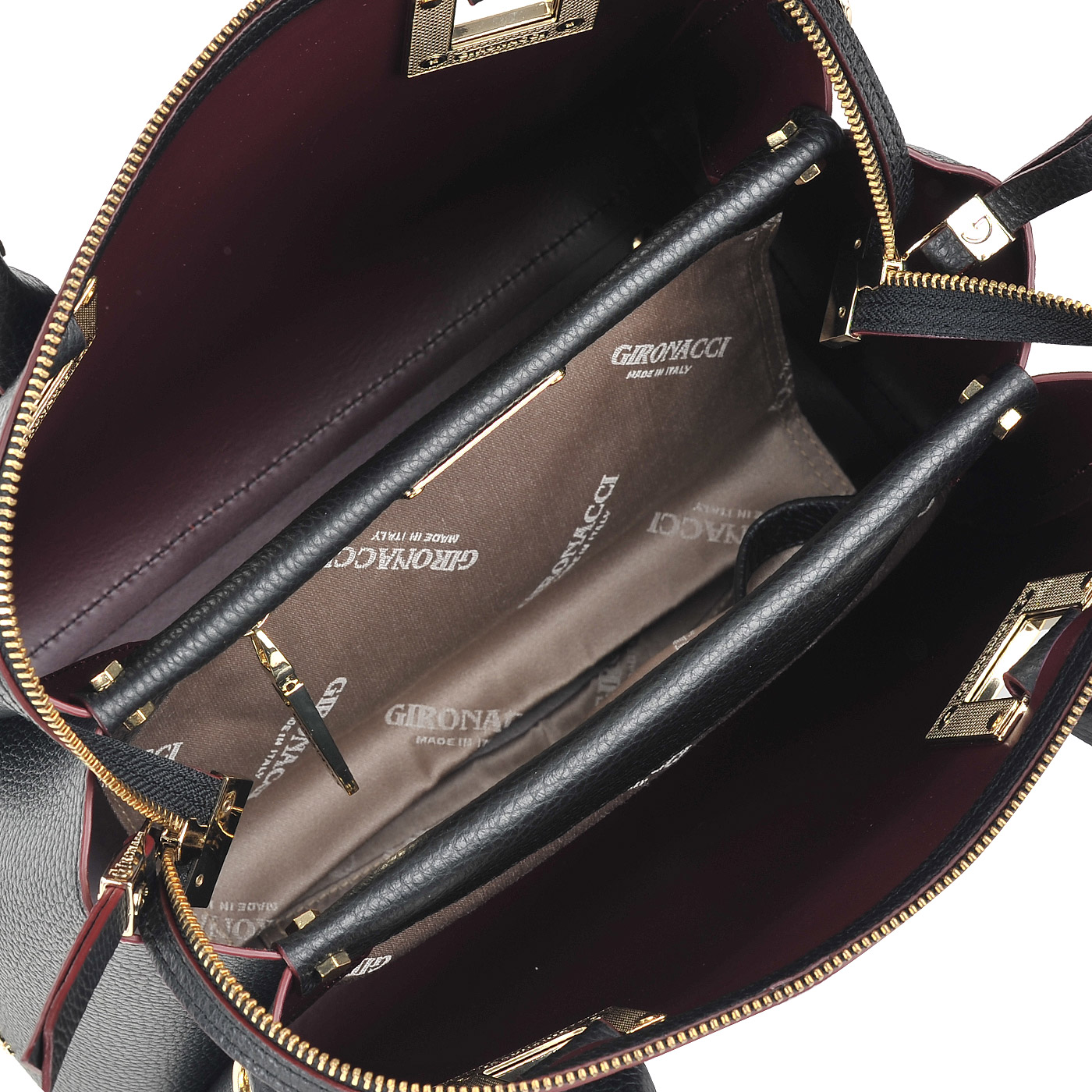 Черная женская сумка из комбинированной натуральной кожи Gironacci 
