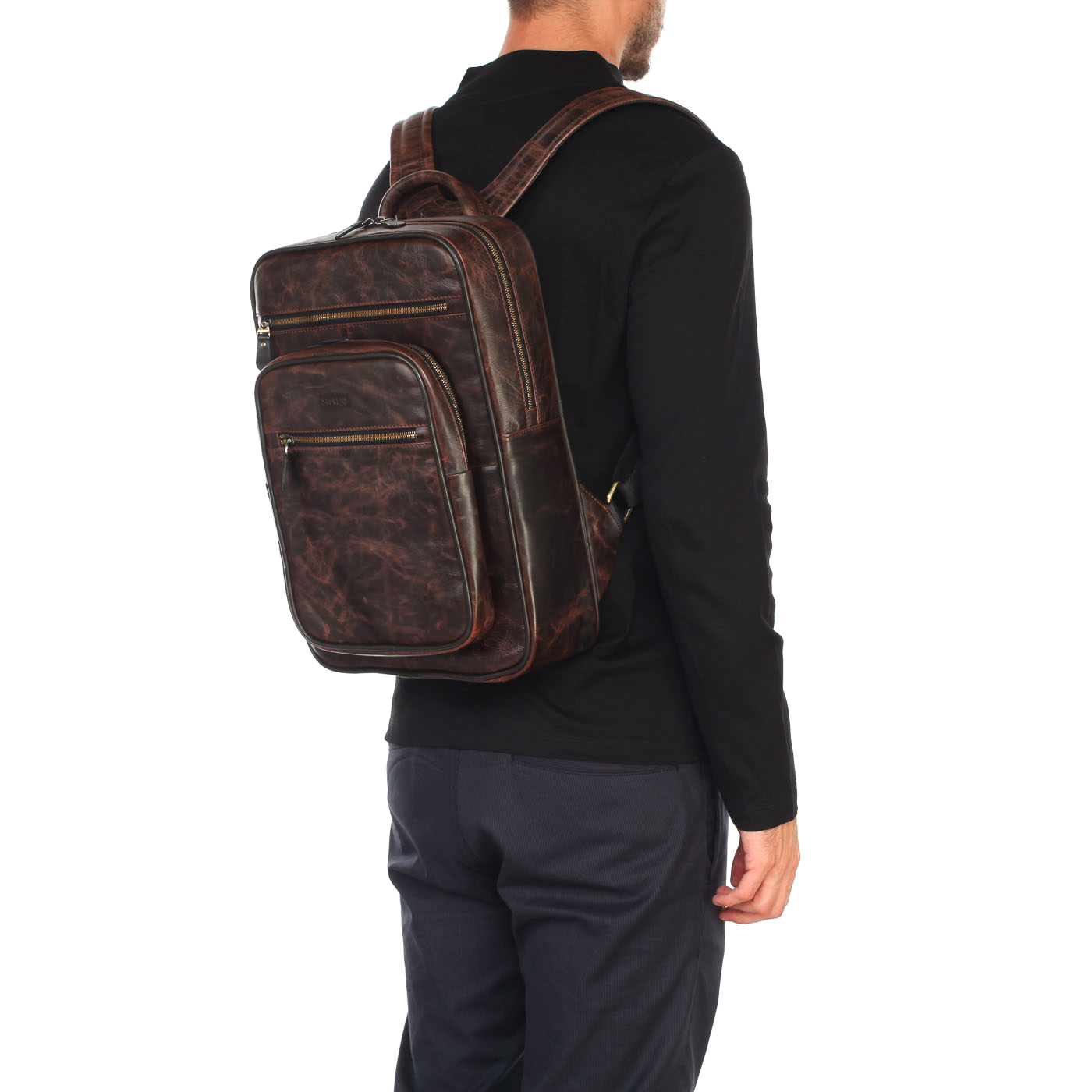 Мужской рюкзак из натуральной фактурной кожи Stevens 