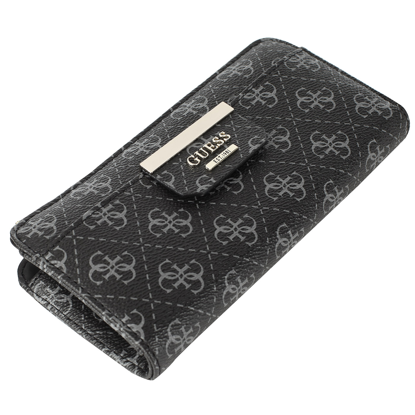 Черное портмоне с принтом фирменного знака Guess Bobbi