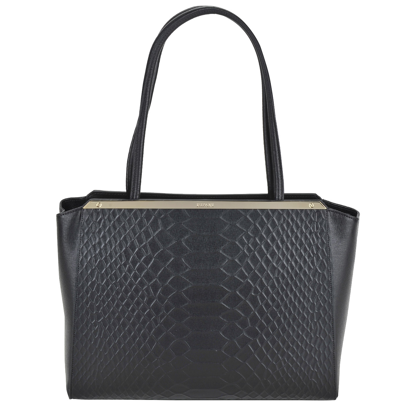 Ripani Женская черная сумка-трапеция с отделкой под крокодиловую кожу