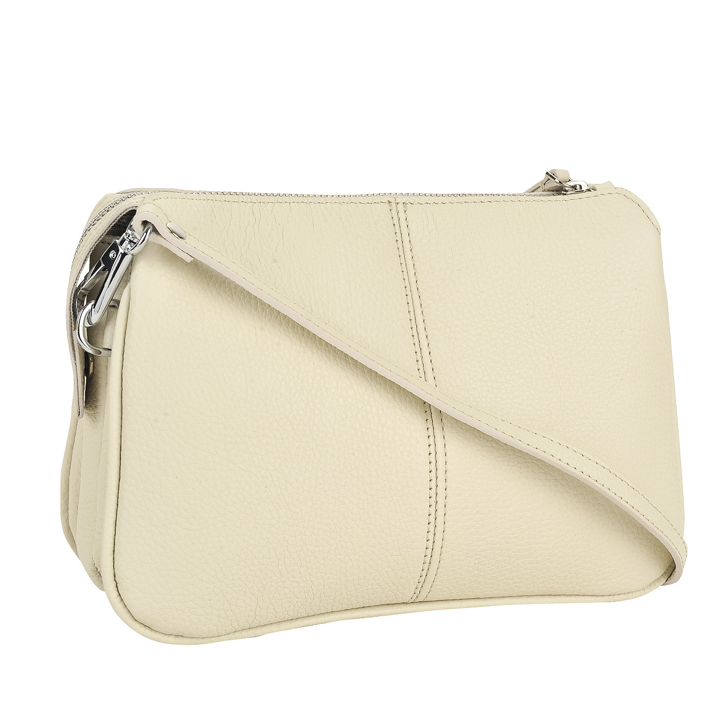 Маленькая бежевая сумка из натуральной кожи Chatte 