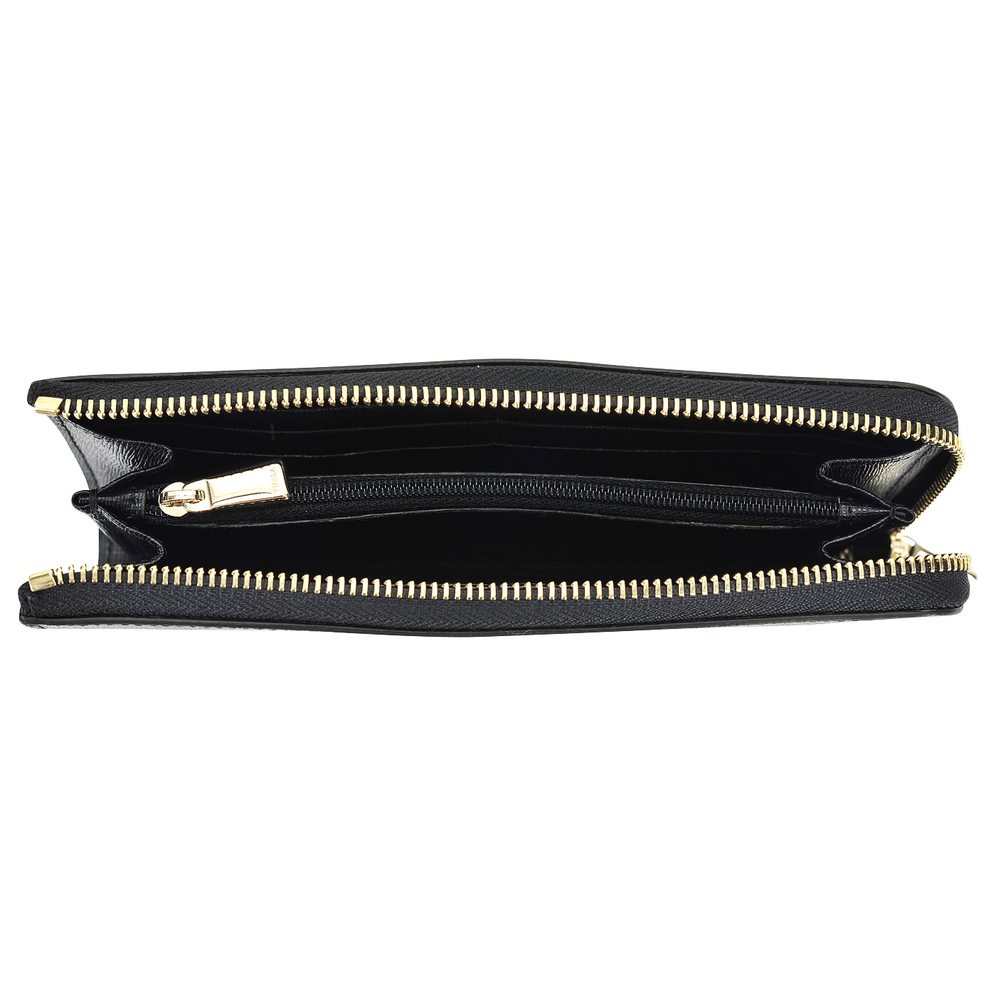 Женское портмоне из сафьяновой черной кожи на молнии Furla Babylon