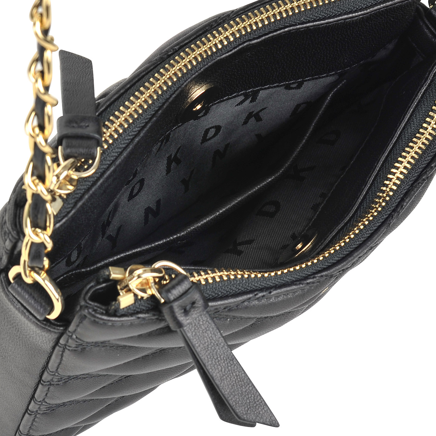 Женская стеганая сумка из черной кожи DKNY Lara