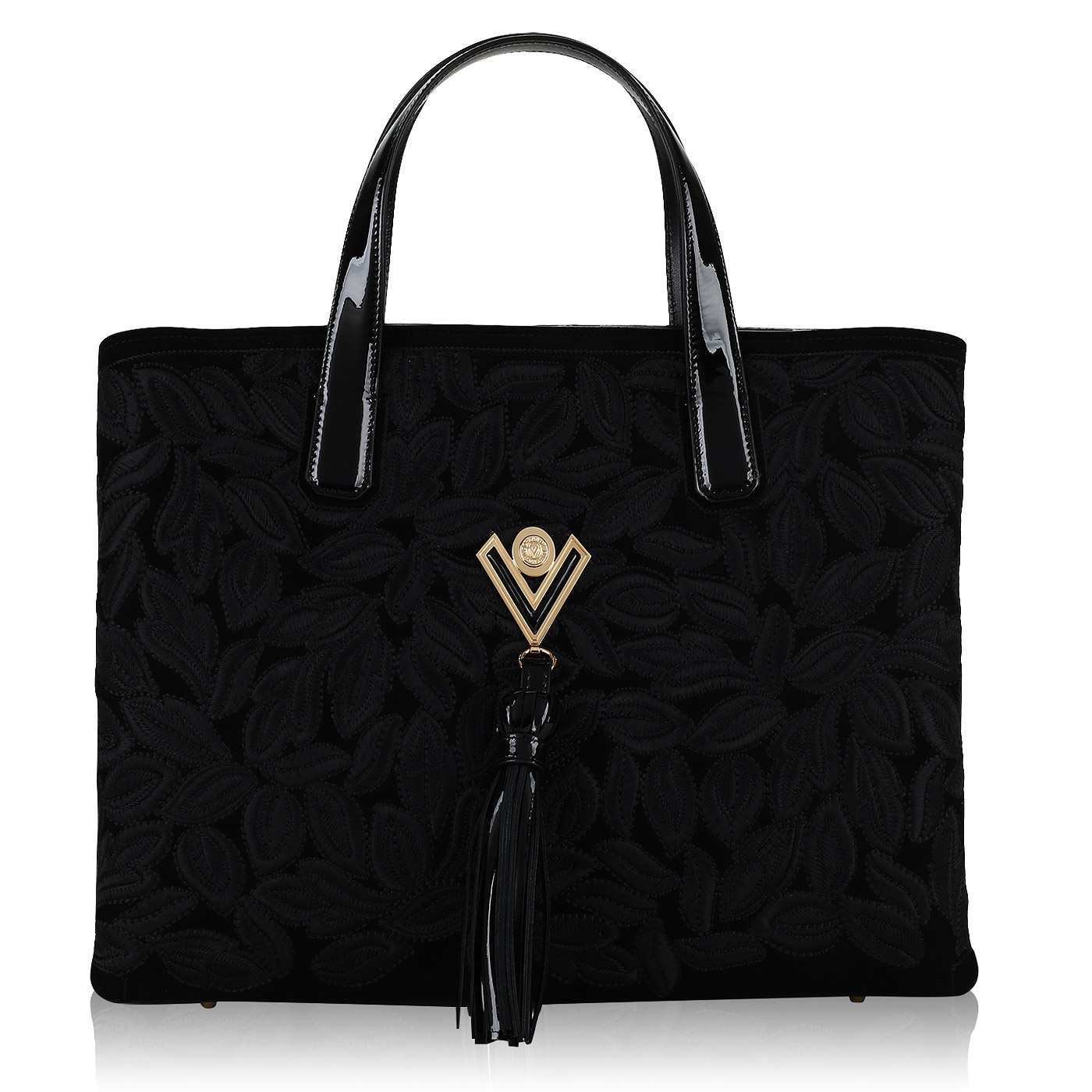 Valentino Orlandi Черная сумка-тоут с вышивкой