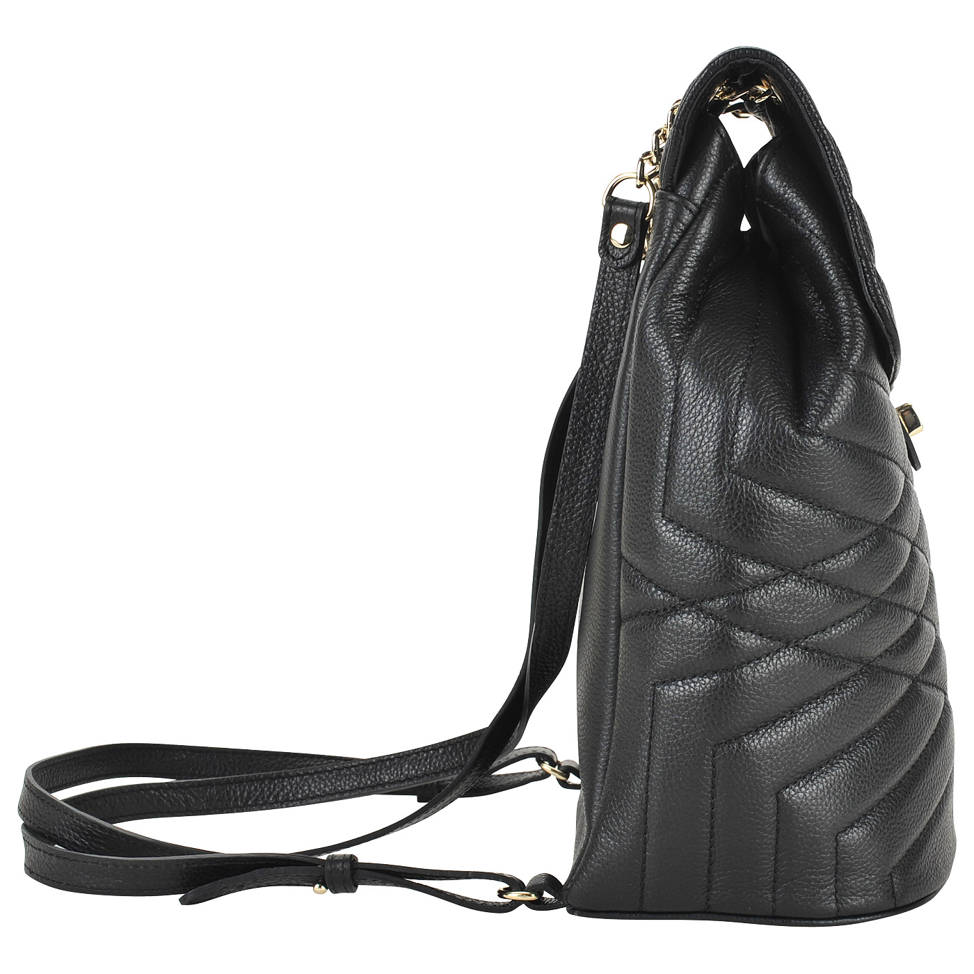 Кожаный стеганый рюкзак черного цвета Marina Creazioni 