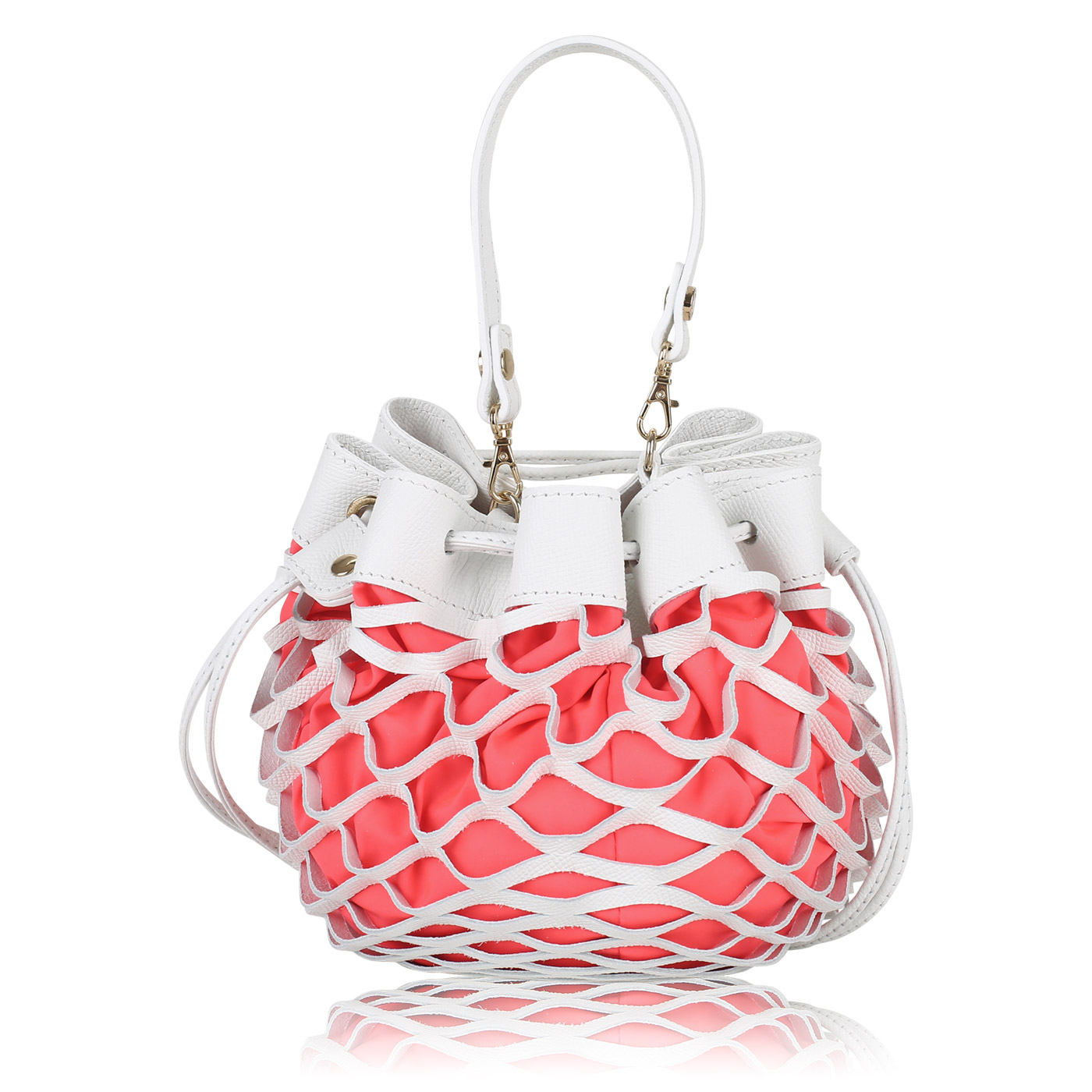 Миниатюрная перфорированная сумочка Marina Creazioni 4472_bianco/fuxia ...