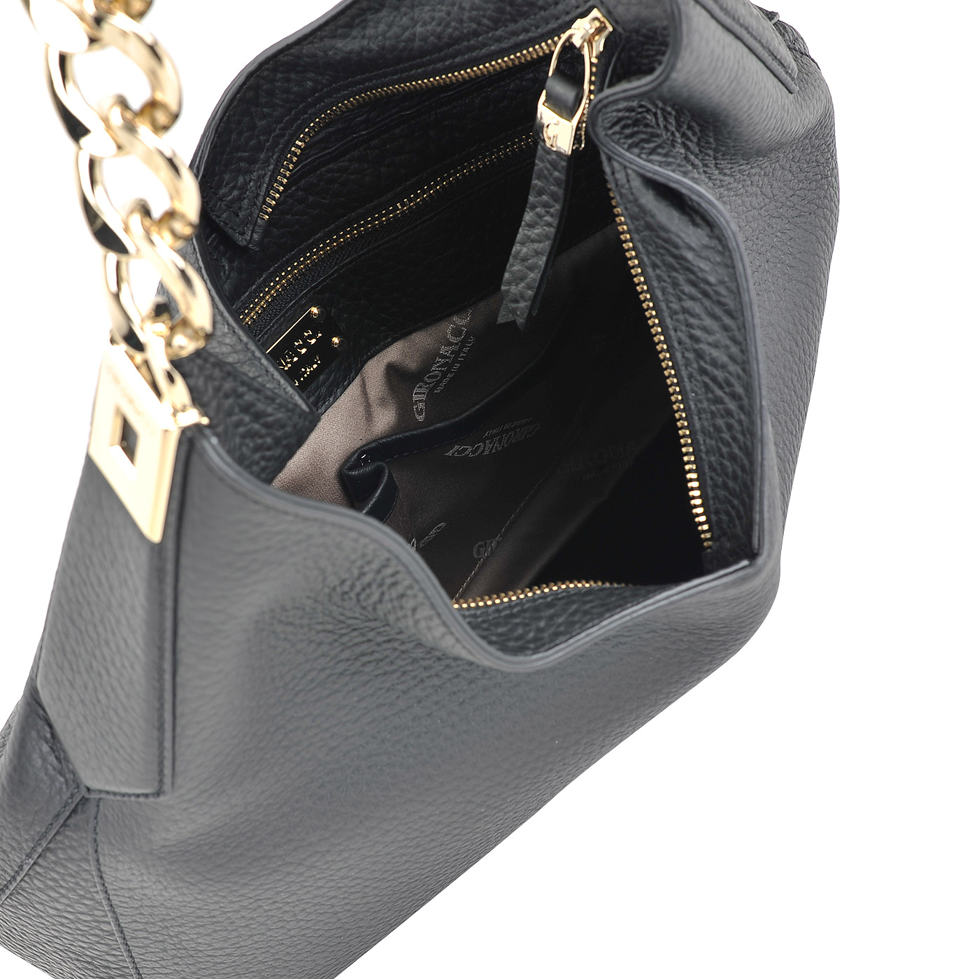 Женская кожаная сумка черного цвета Gironacci 