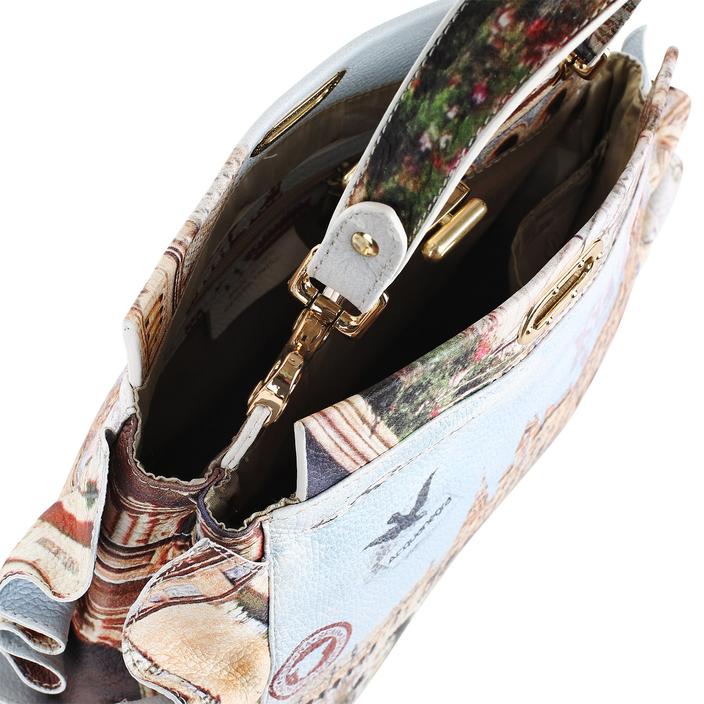 Кожаная сумка с принтом и декором Acquanegra Siviglia