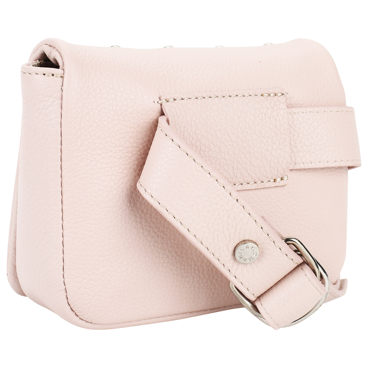 Розовая кожаная сумочка на пояс Marina Creazioni 