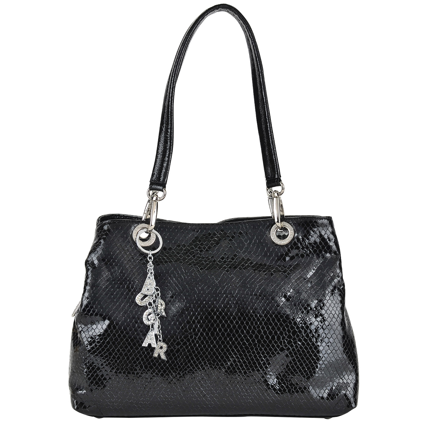 Sara Burglar Вместительная черная сумка из натуральной лакированной кожи