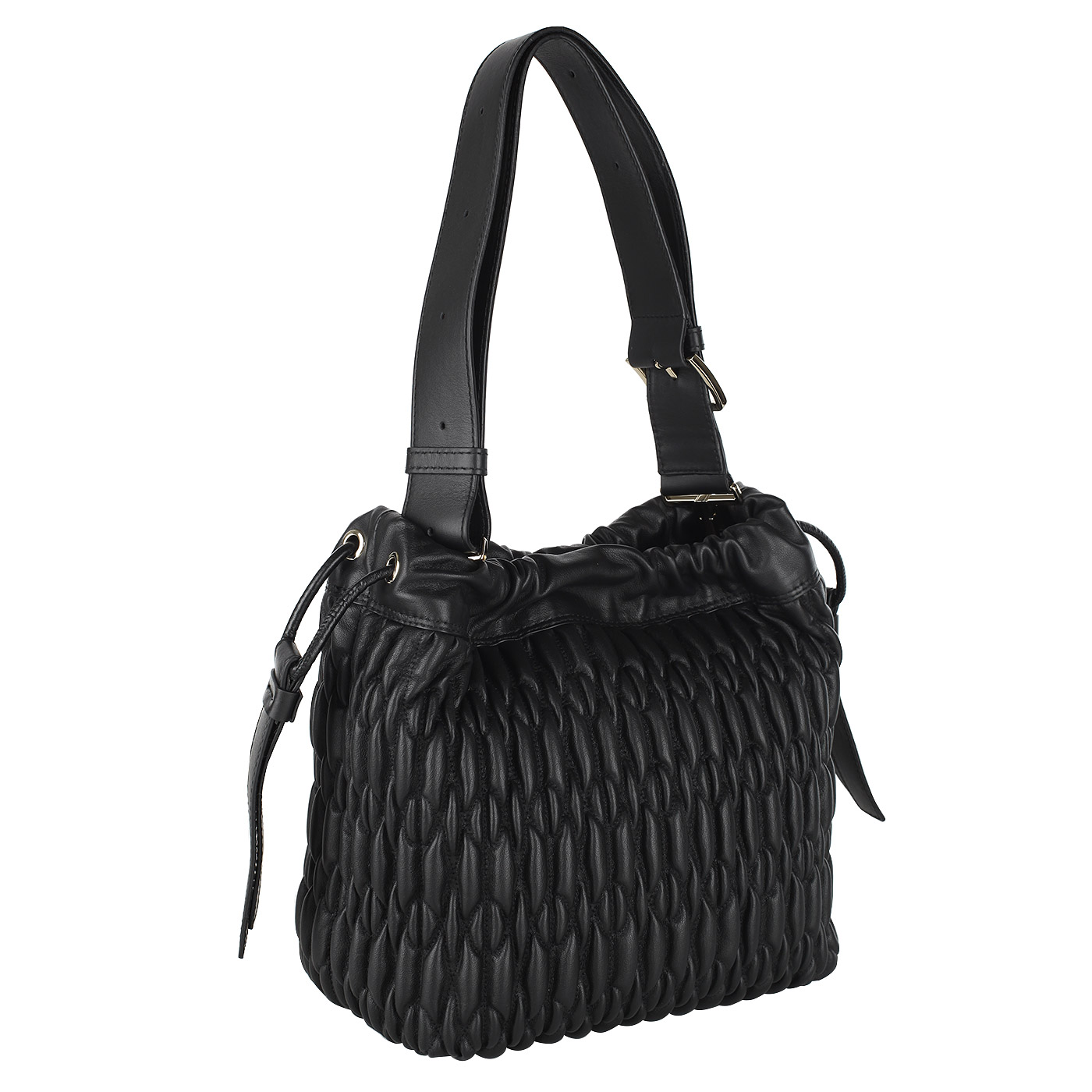 Вместительная стеганая сумка-торба из натуральной кожи Furla Caos