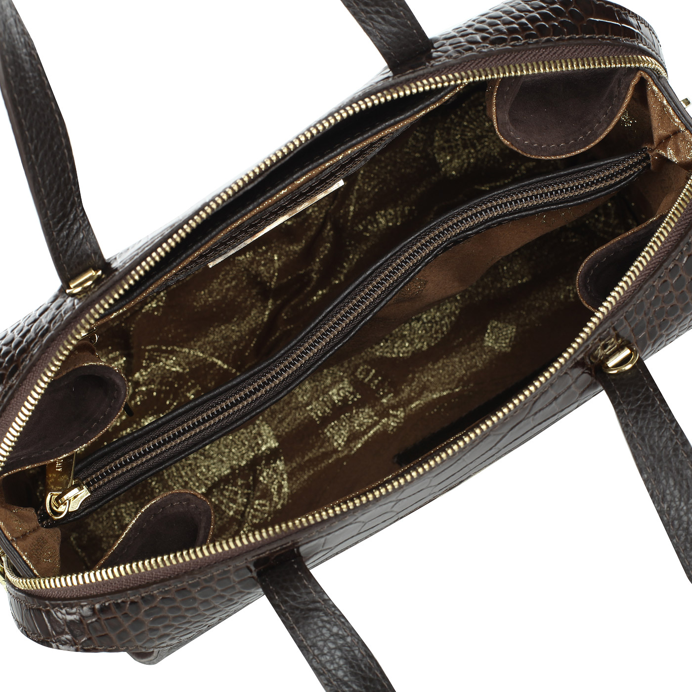 Женская сумка из комбинированной кожи с плечевым ремешком Gilda Tonelli Miro Tres Brun
