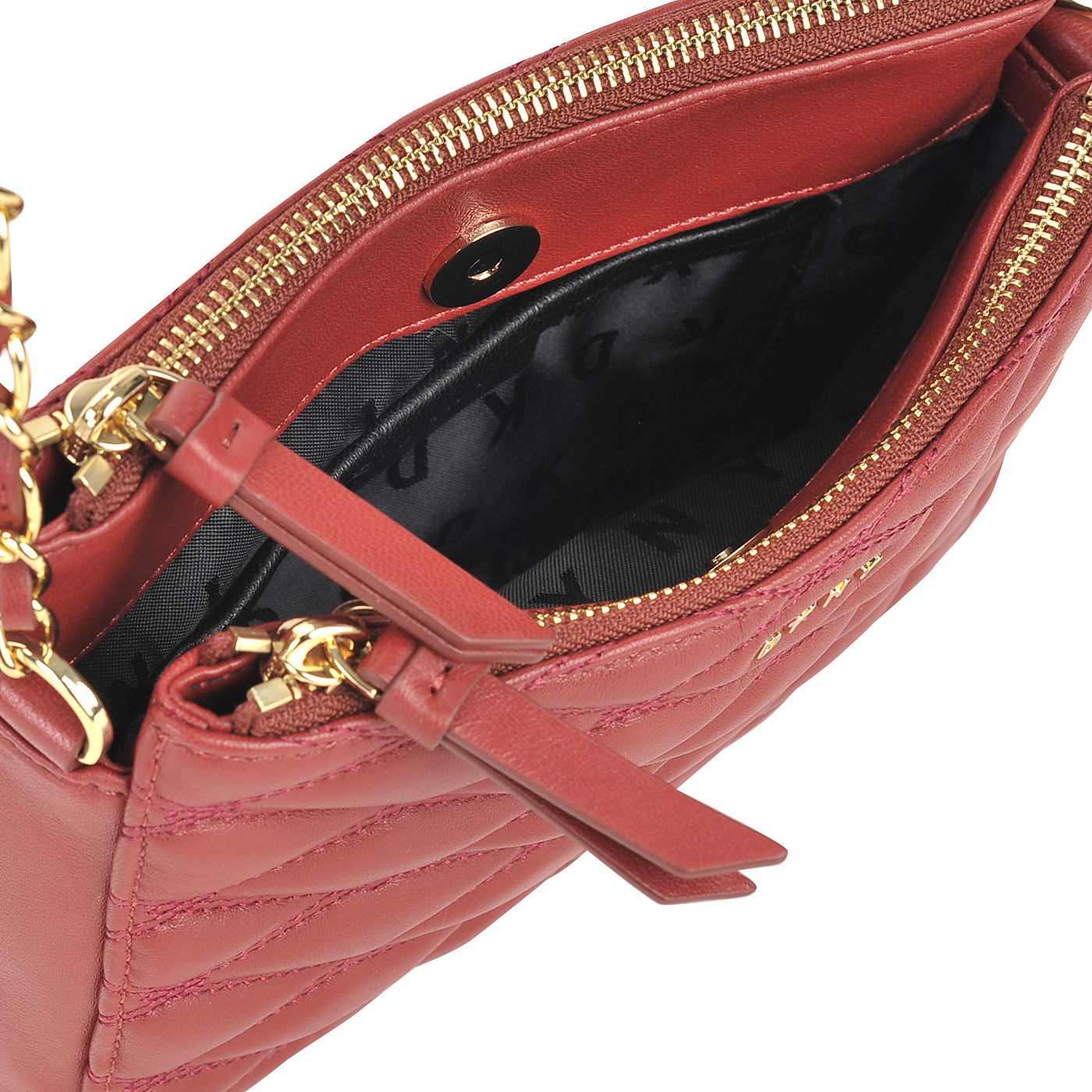 Женская стеганая сумка из красной кожи DKNY Lara