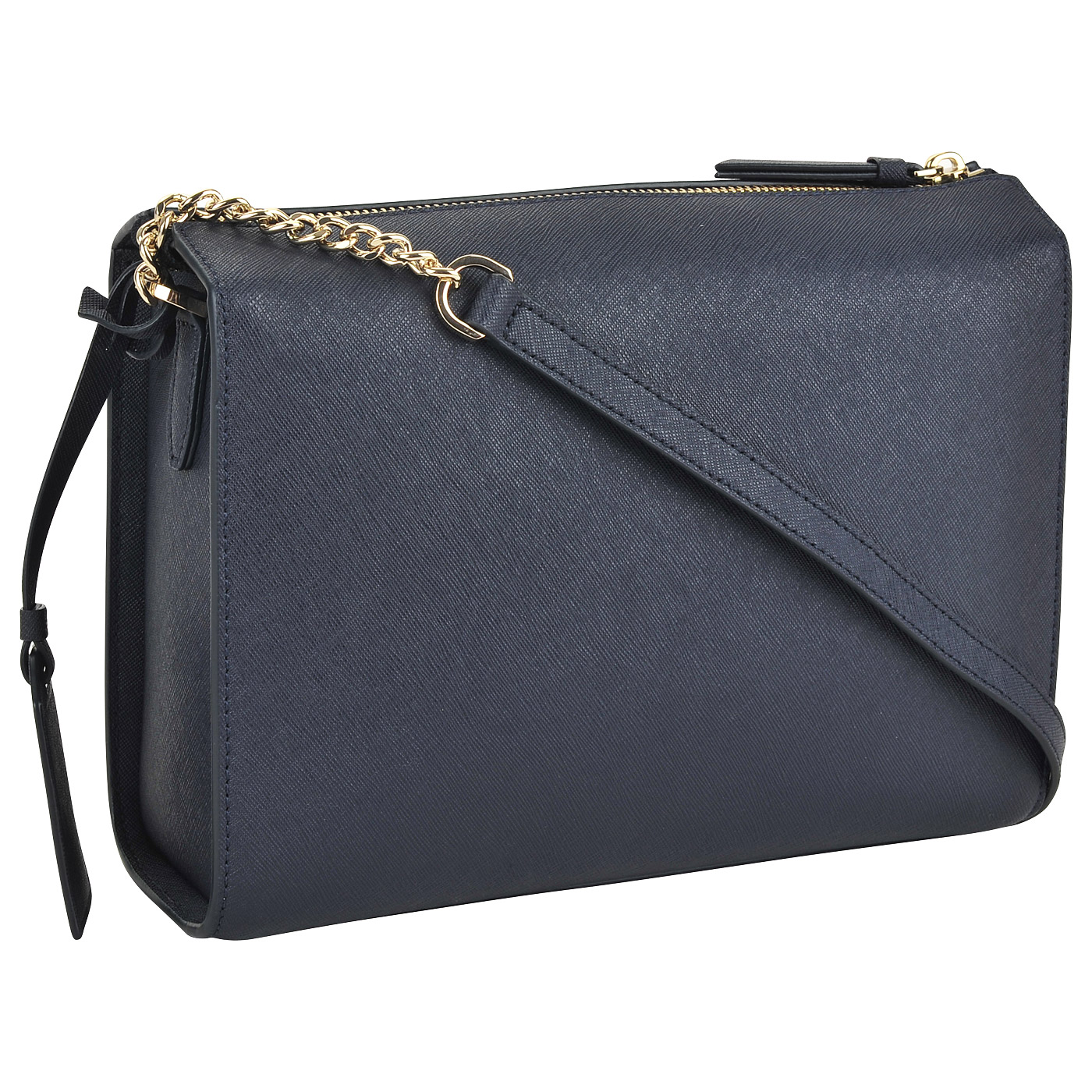 Синяя женская сумка из сафьяновой кожи через плечо DKNY Saffiano