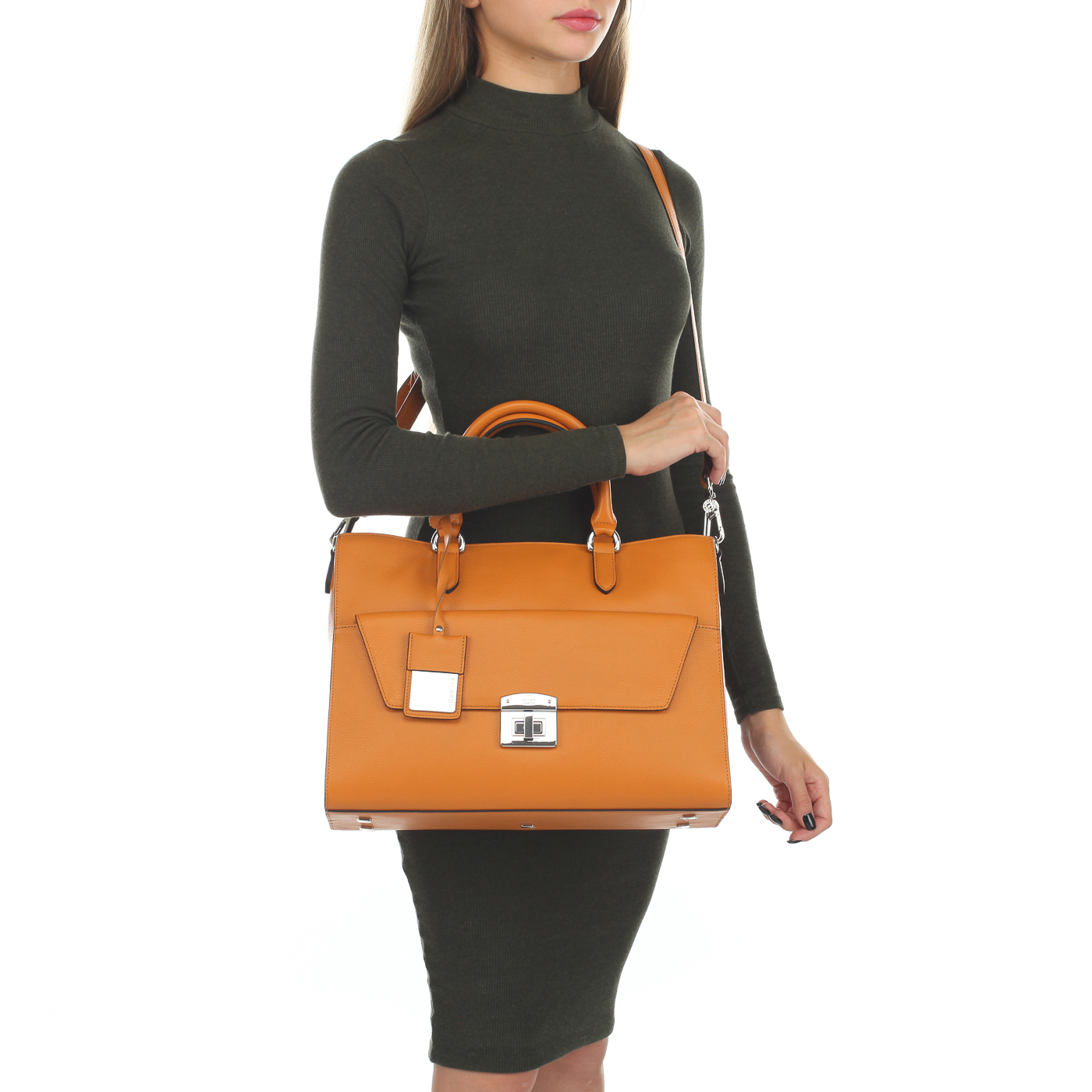 Оранжевая кожаная сумка Picard Equalize